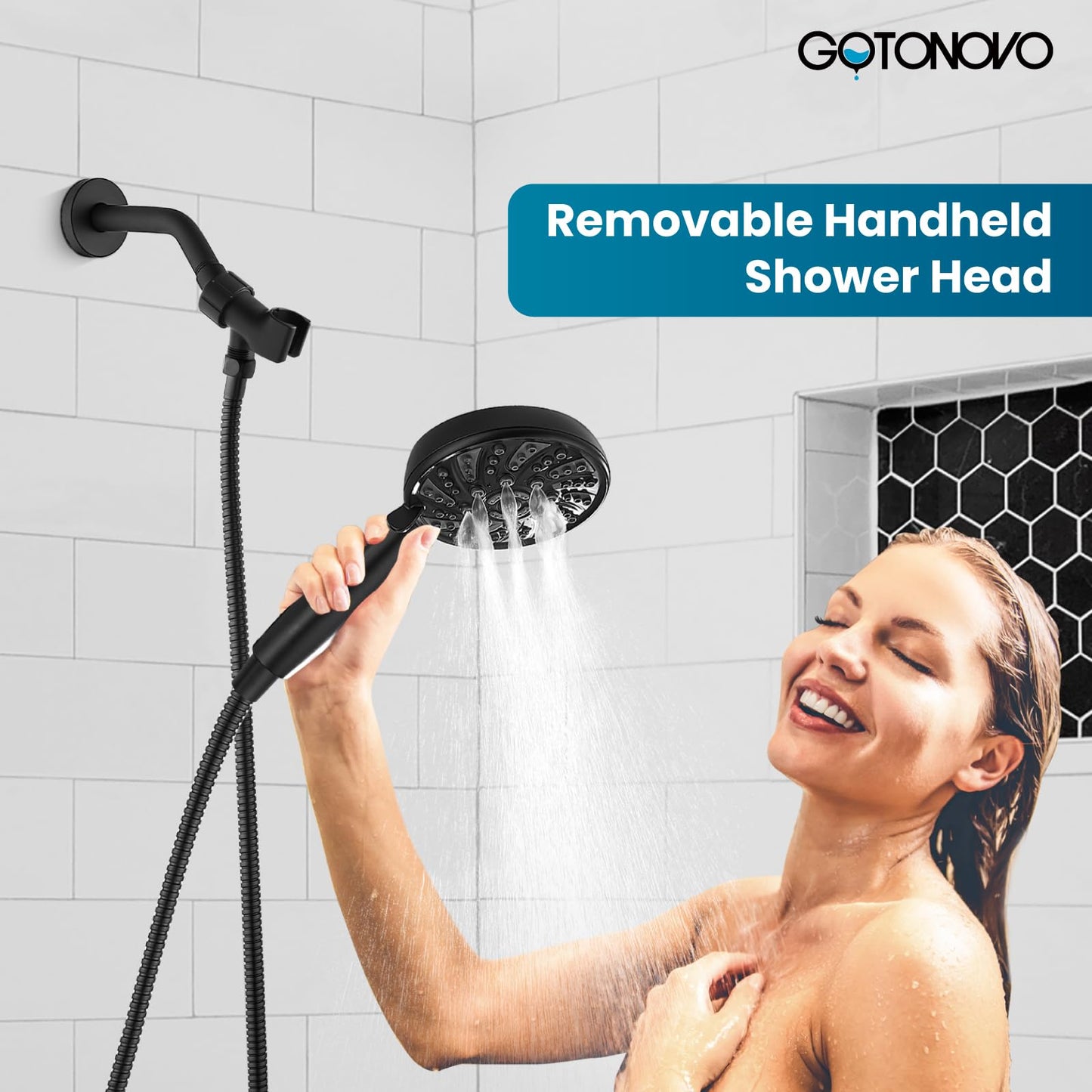 gotonovo Matte Black Shower Set