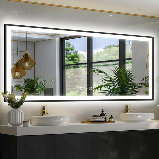 96x36 LED Mirror – Black