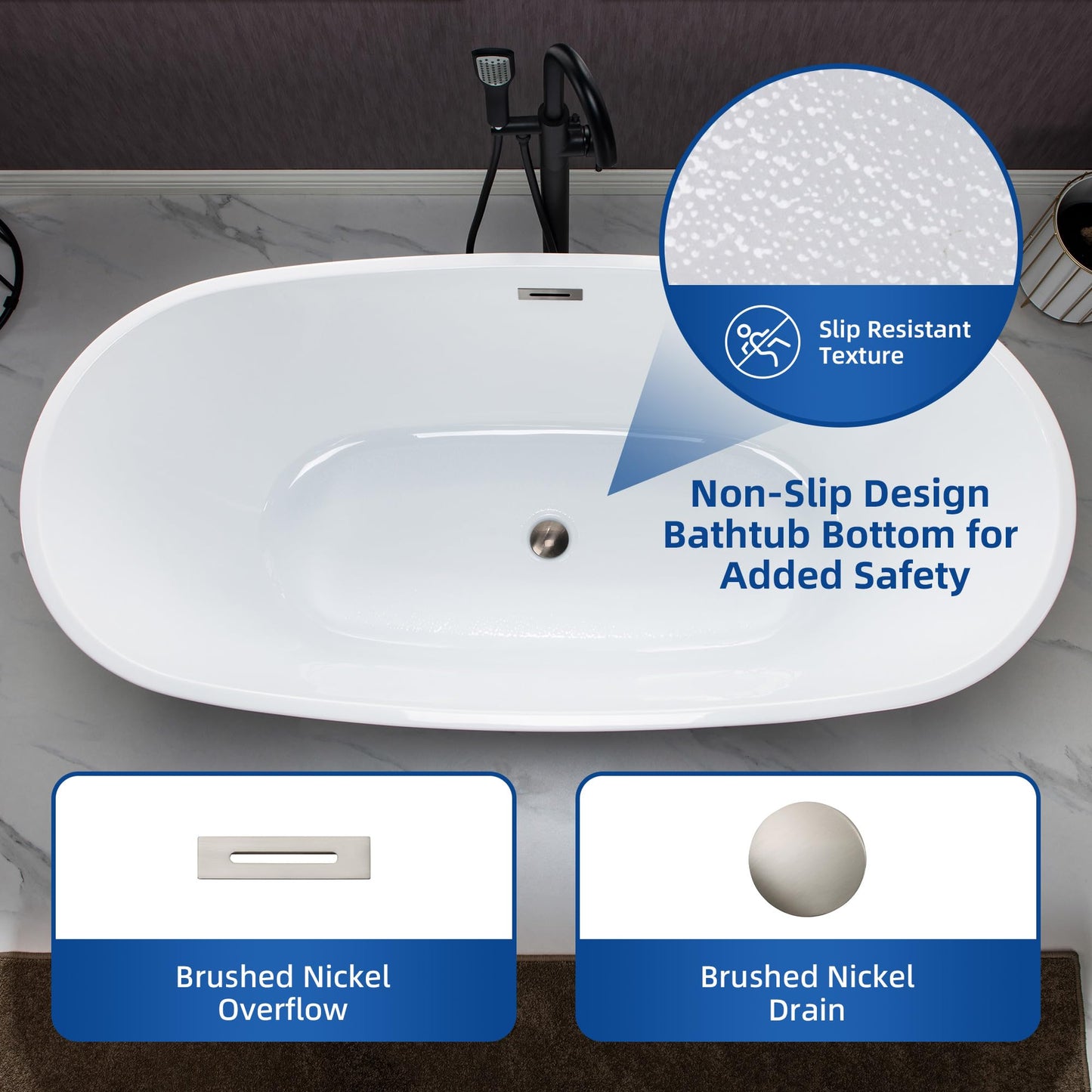 59" WOODBRIDGE Tub - White
