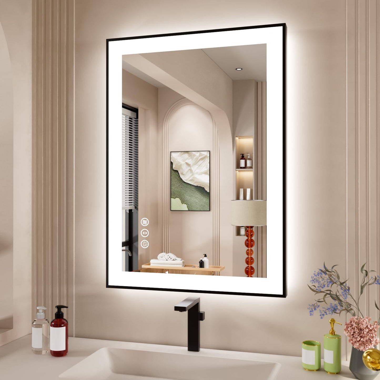 72x32 Gold LED Bathroom Mirror