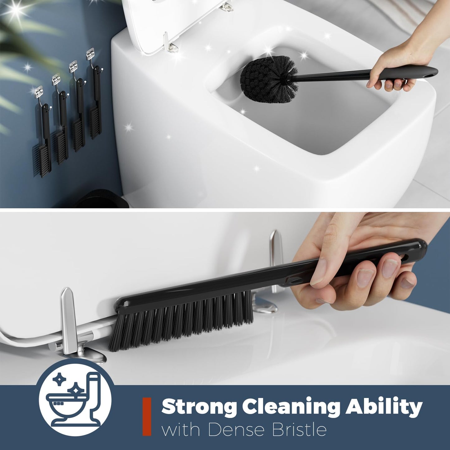 4-Pack Toilet Brush & Holder Set, White
