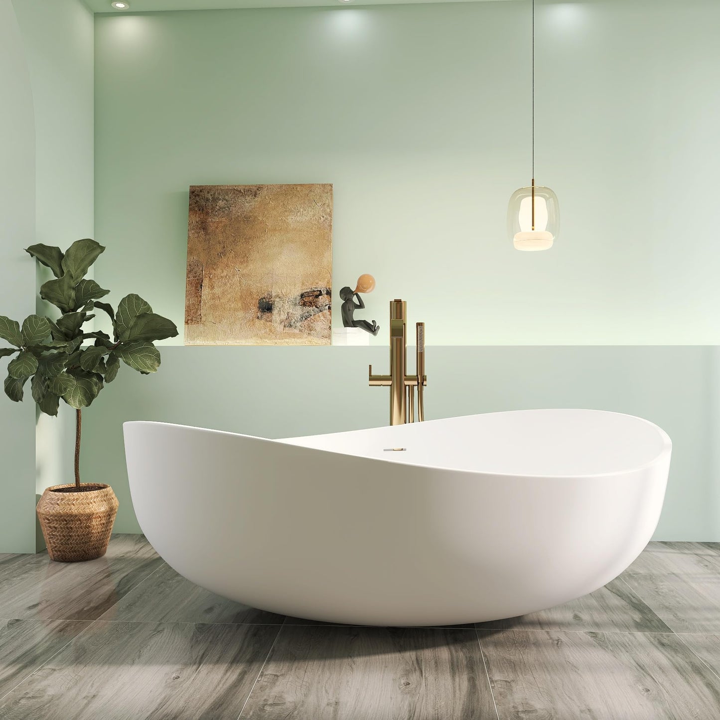 65" Solid Surface Tub - Cream