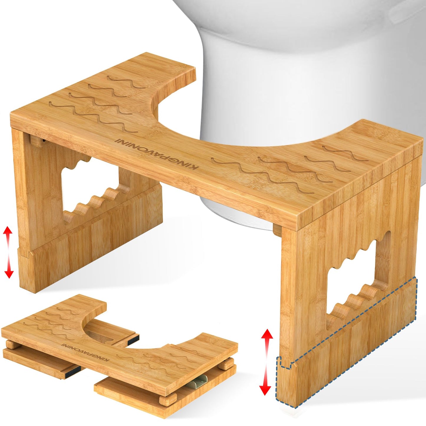 Adjustable Bamboo Toilet Stool – 7"/9"