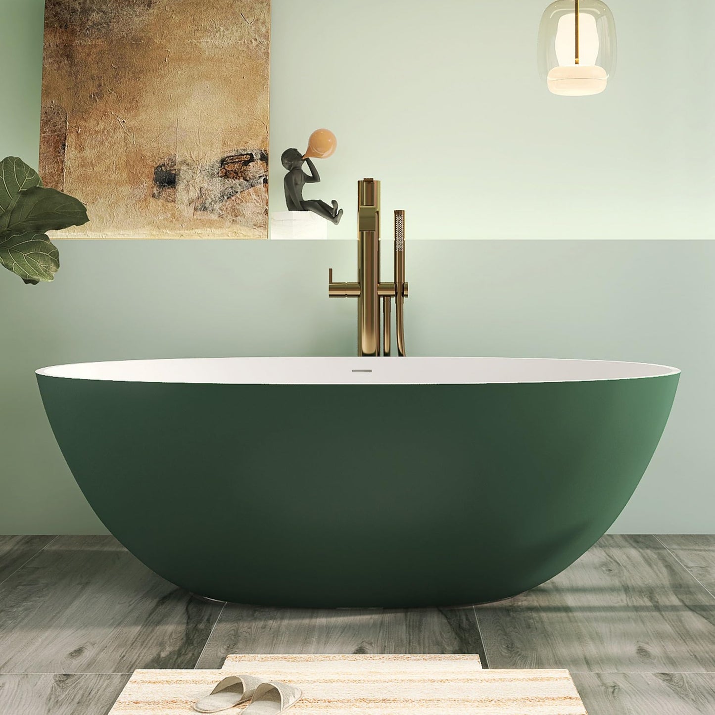 65" Solid Surface Tub - Cream