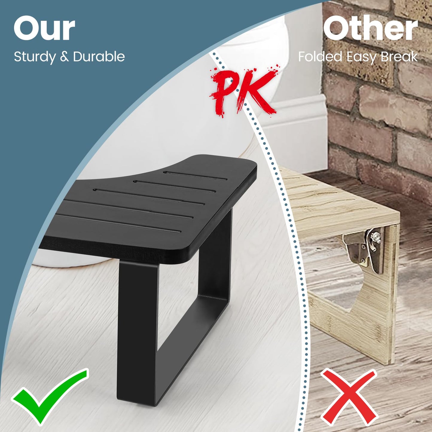 Black Bamboo Toilet Stool – Anti-Slip