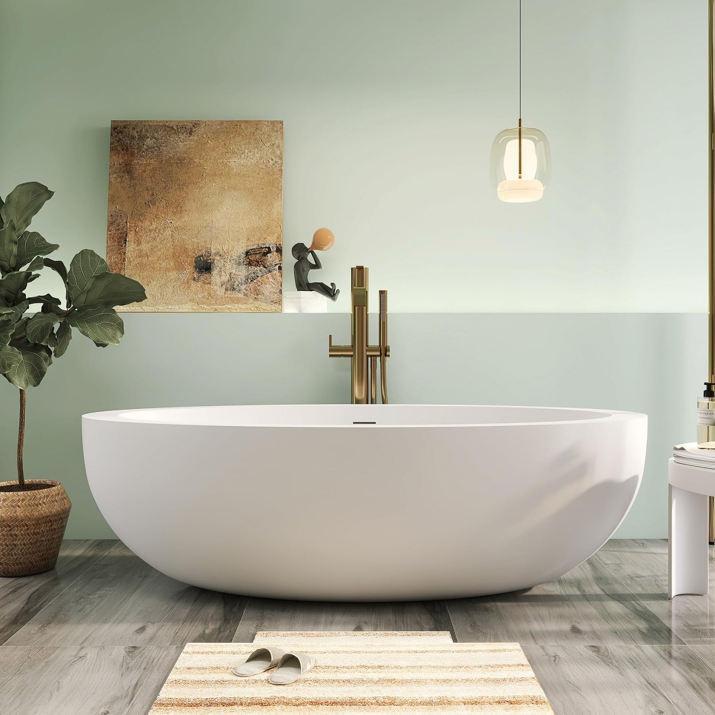 65" Solid Surface Tub - Cream