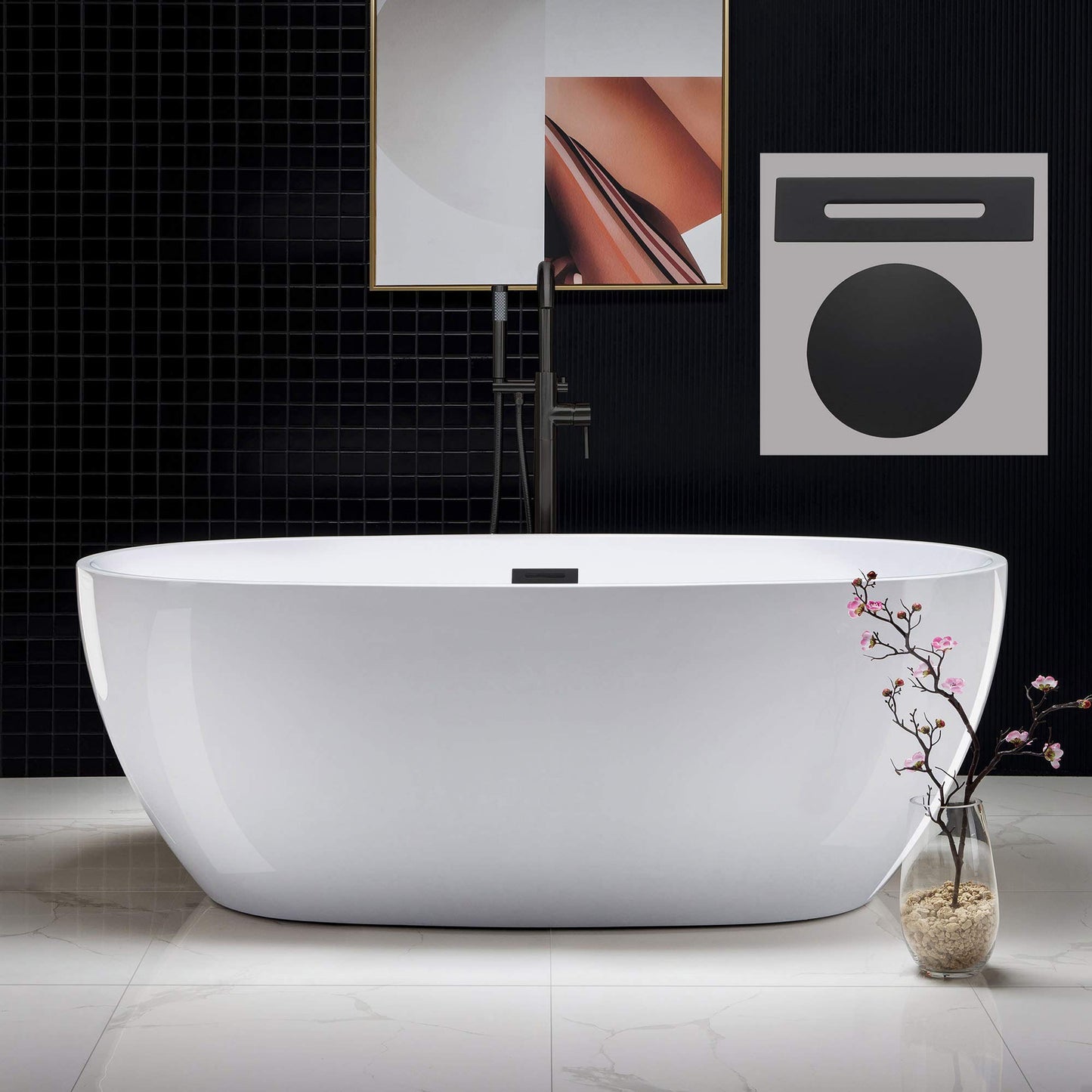 59" WOODBRIDGE Tub - White