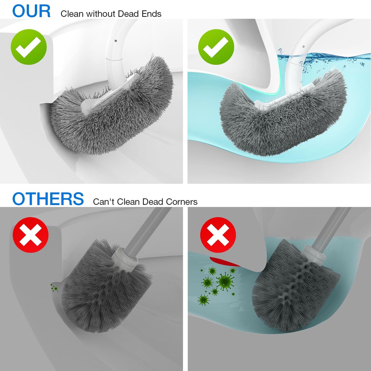 OSCIOSS Toilet Bowl Brush & Holder, White