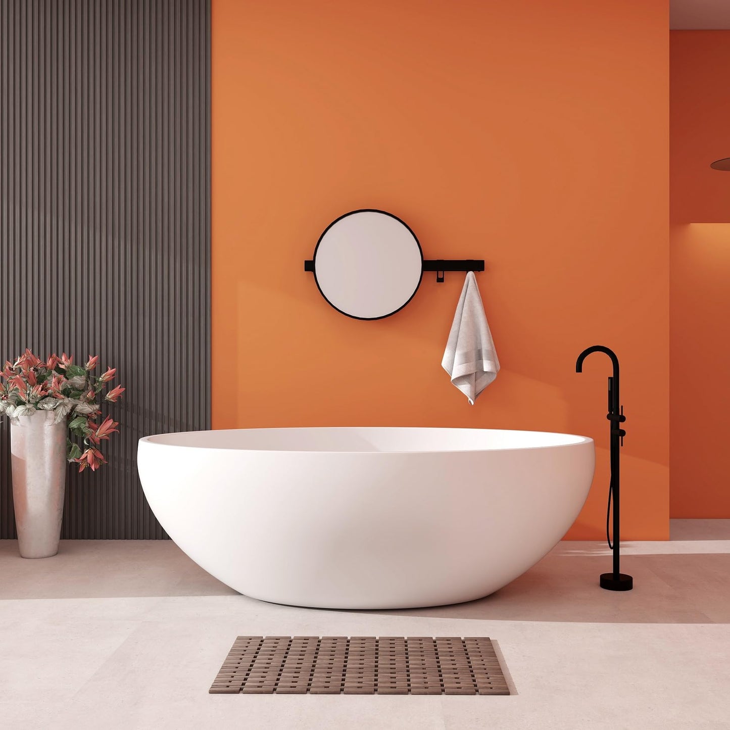 65" Solid Surface Tub - Cream