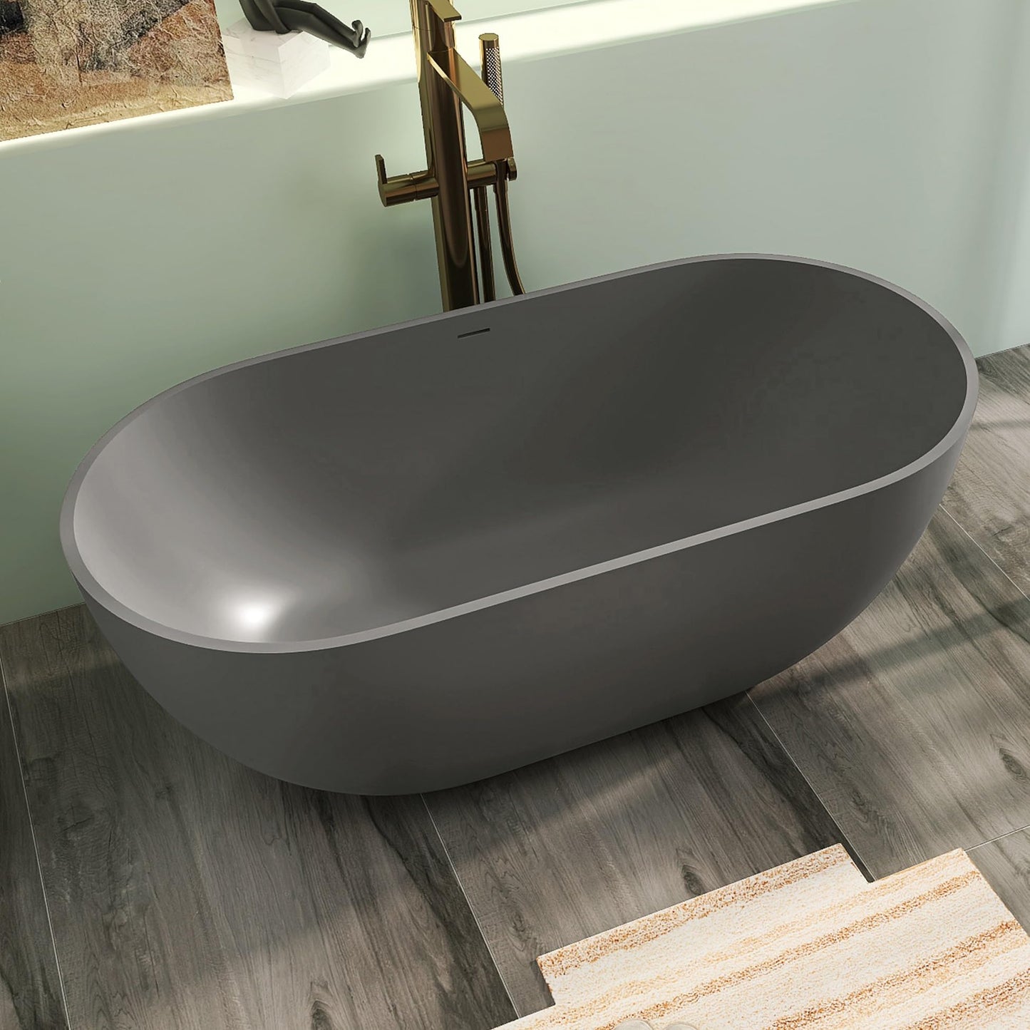 65" Solid Surface Tub - Cream