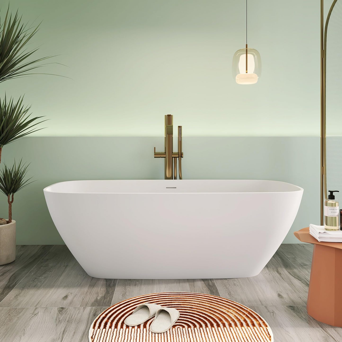 65" Solid Surface Tub - Cream