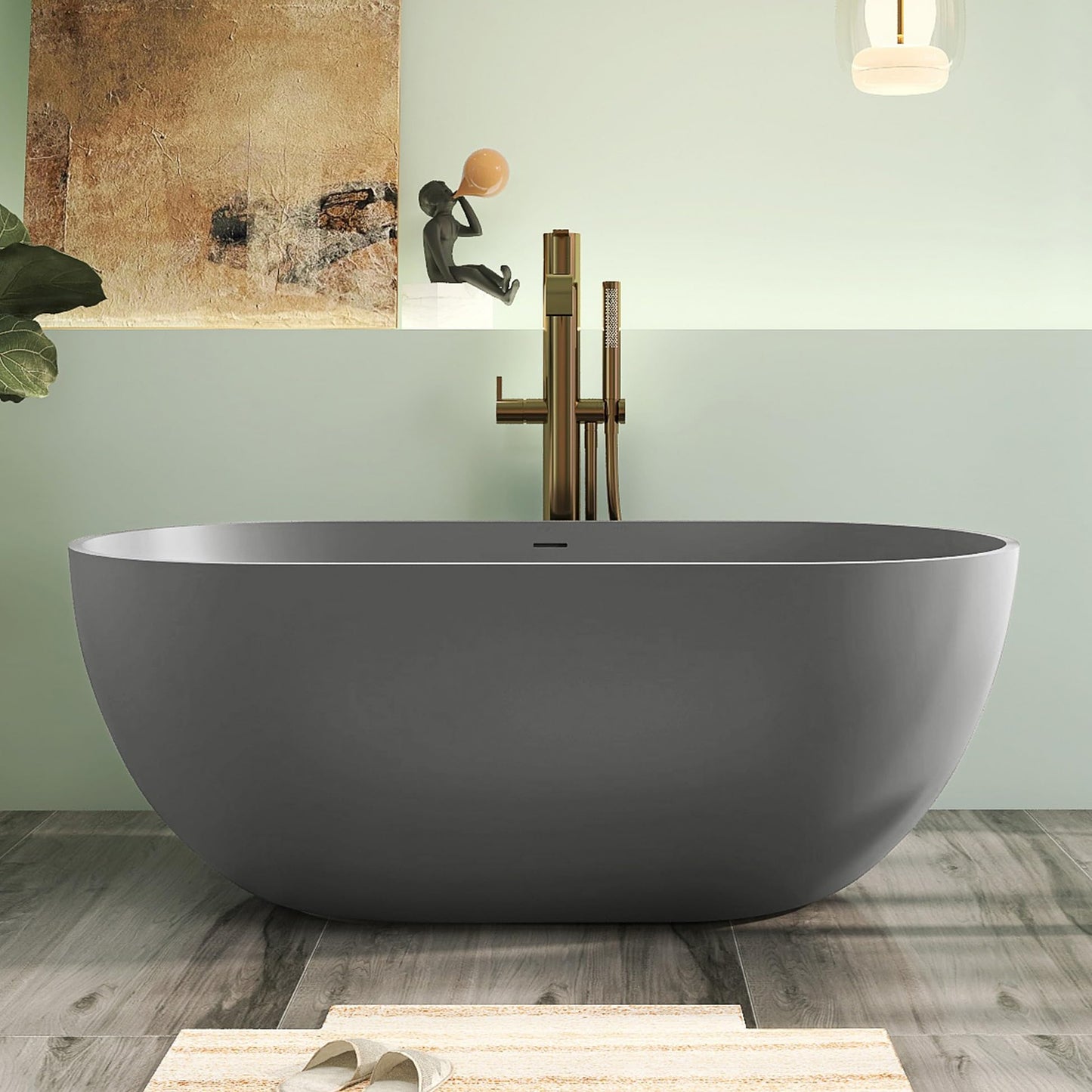 65" Solid Surface Tub - Cream