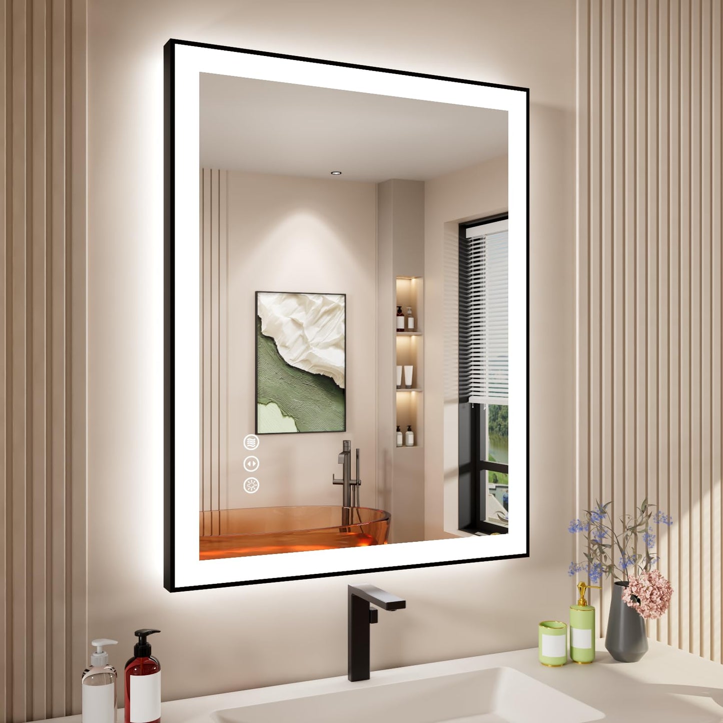72x32 Gold LED Bathroom Mirror
