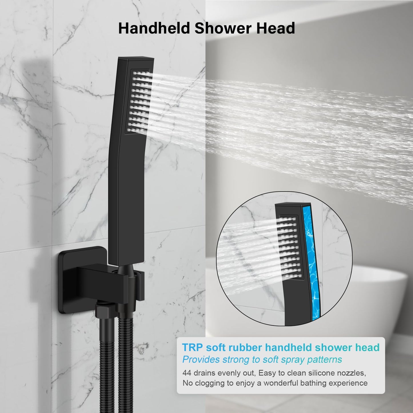 Black Shower Faucet Set - 10"