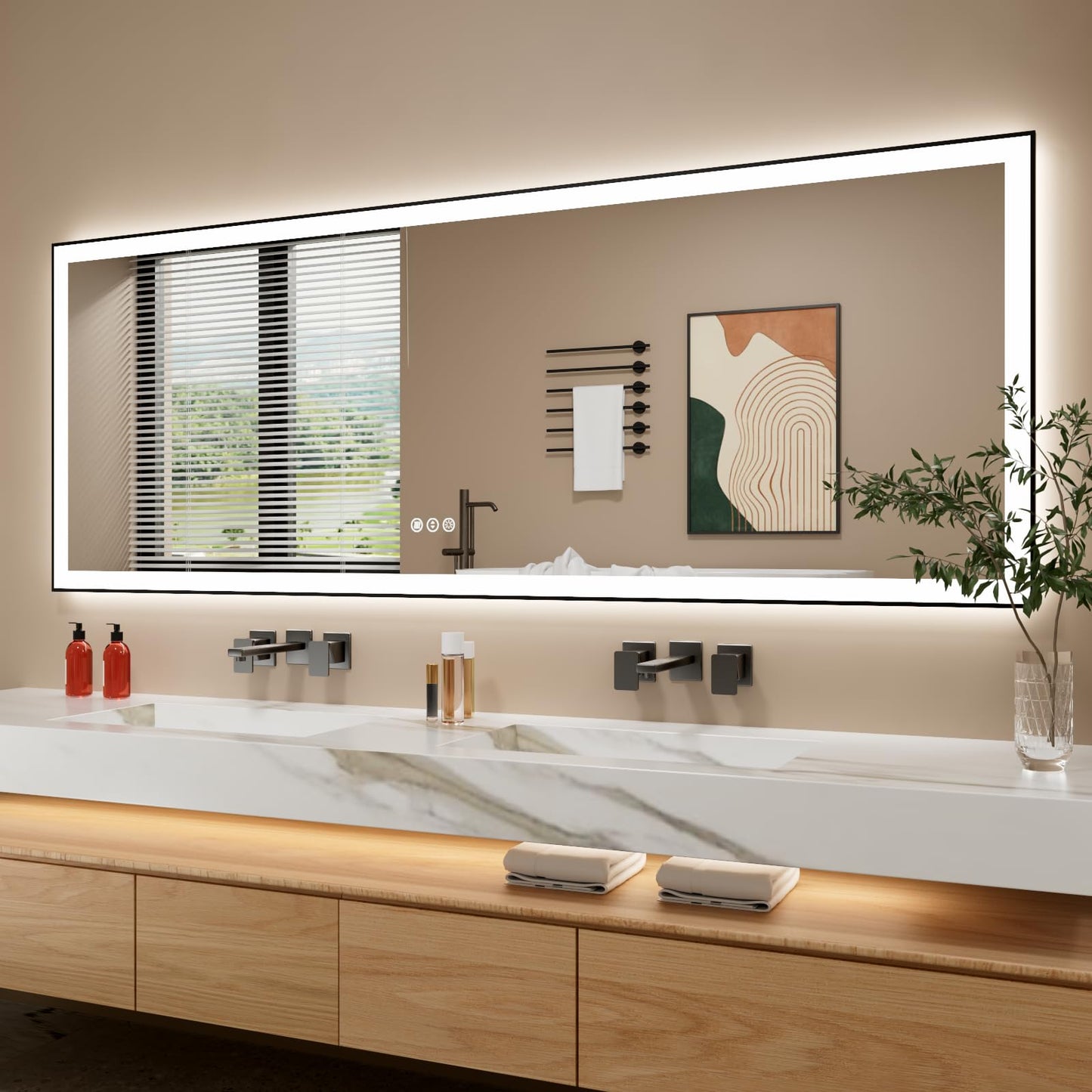 72x32 Gold LED Bathroom Mirror