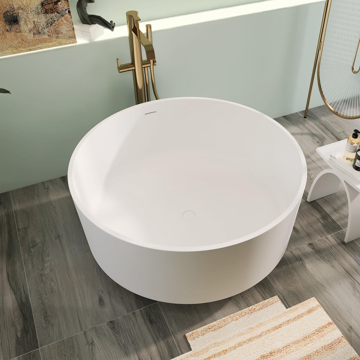 65" Solid Surface Tub - Cream
