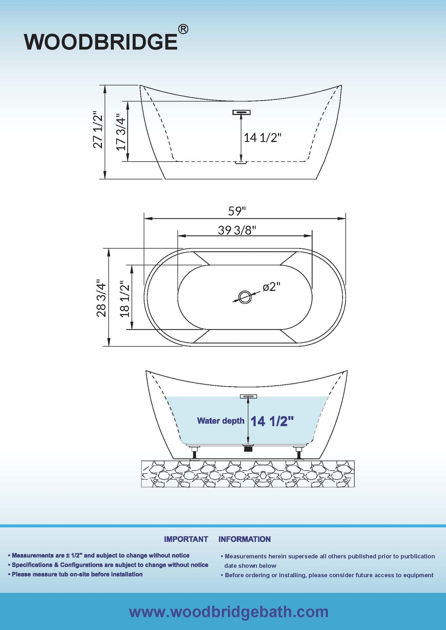 59" WOODBRIDGE Tub