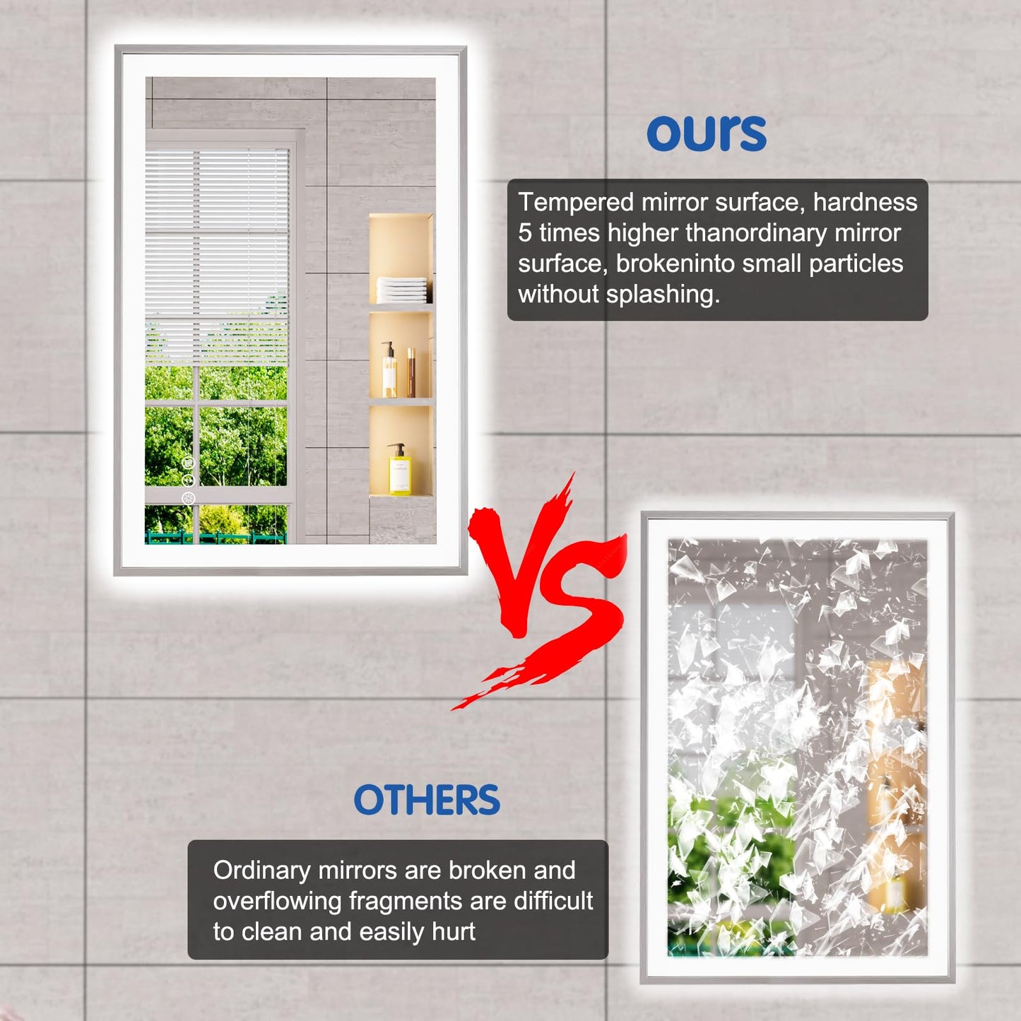 72x32 Gold LED Bathroom Mirror