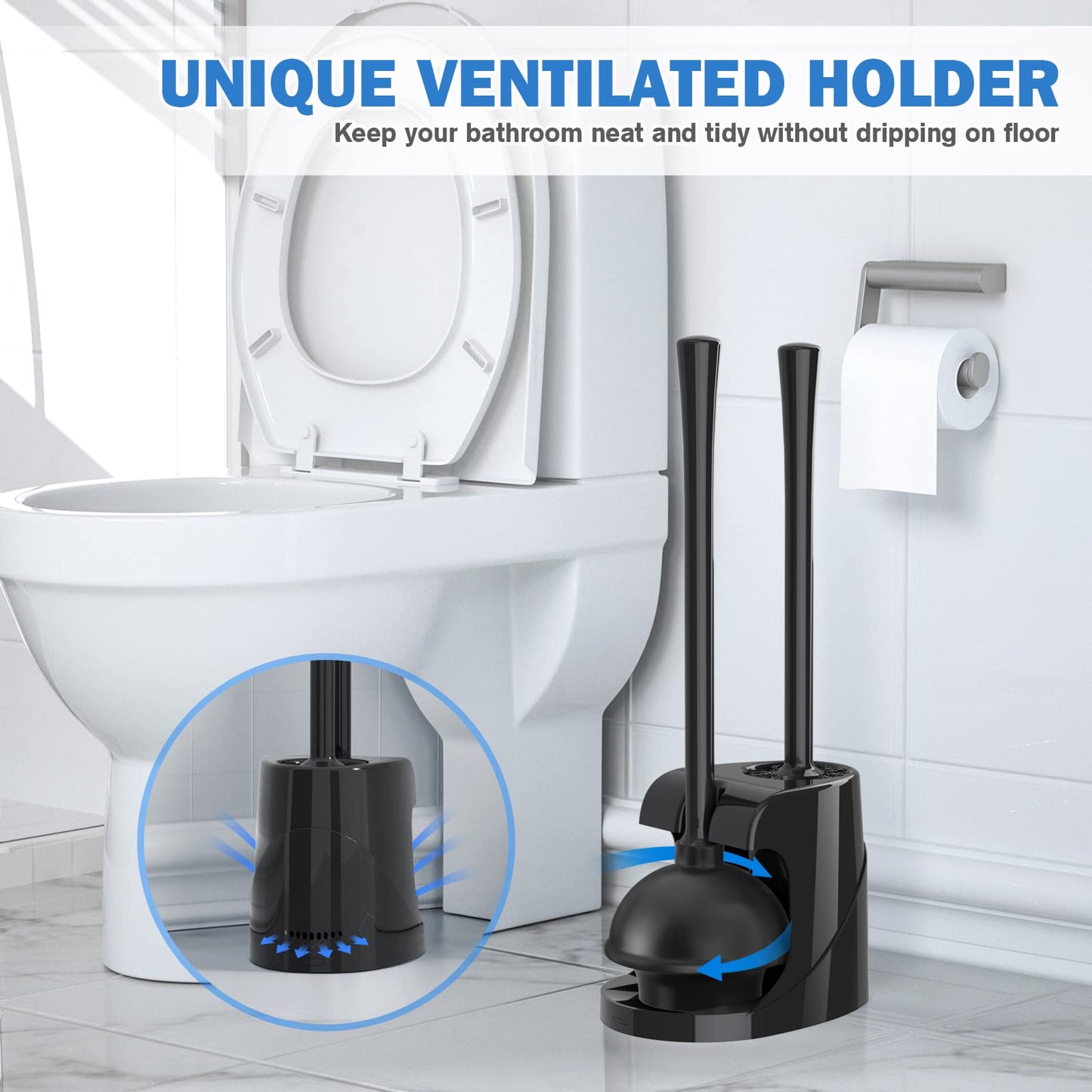 Toilet Brush & Plunger Set – Black