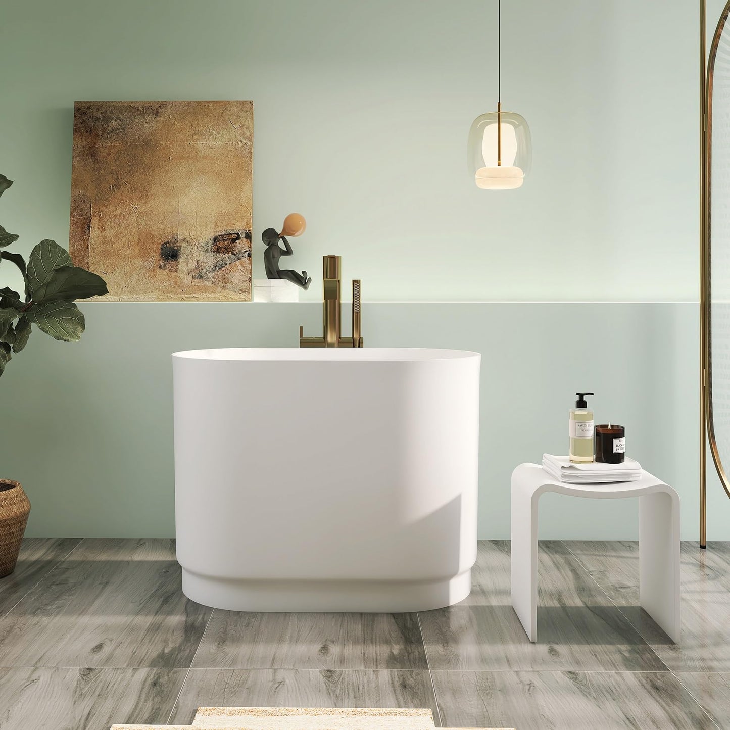 65" Solid Surface Tub - Cream