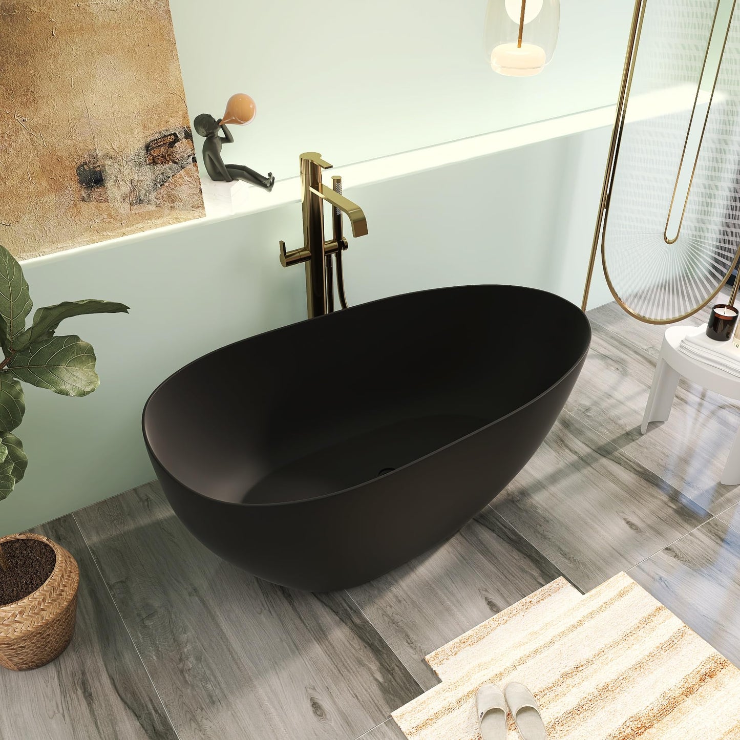 65" Solid Surface Tub - Cream