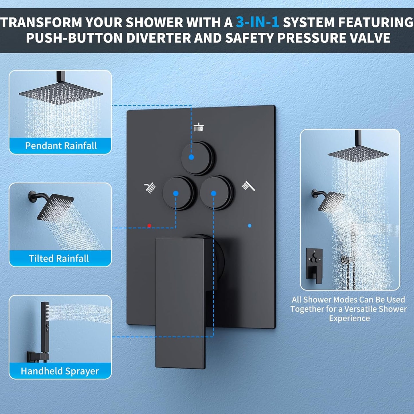 Matte Black Shower System