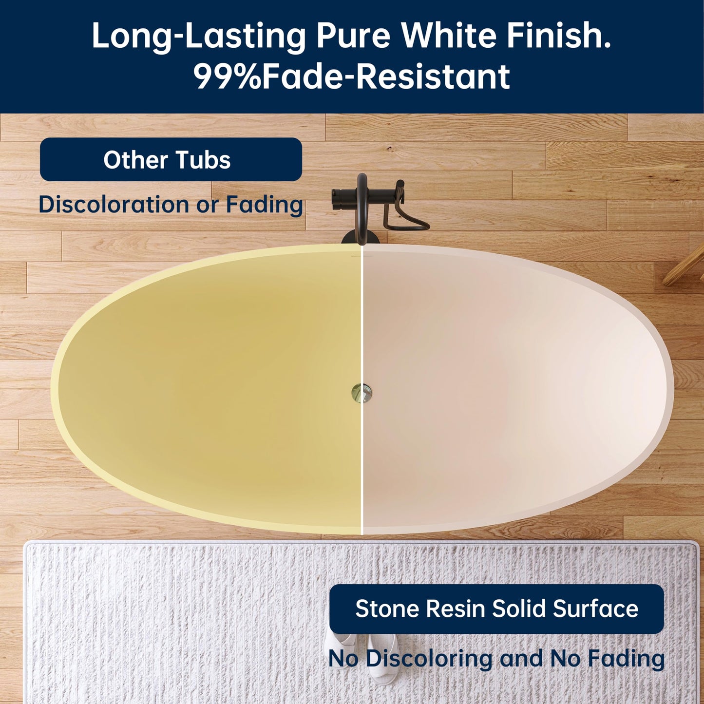 71" Stone Bathtub - Grey