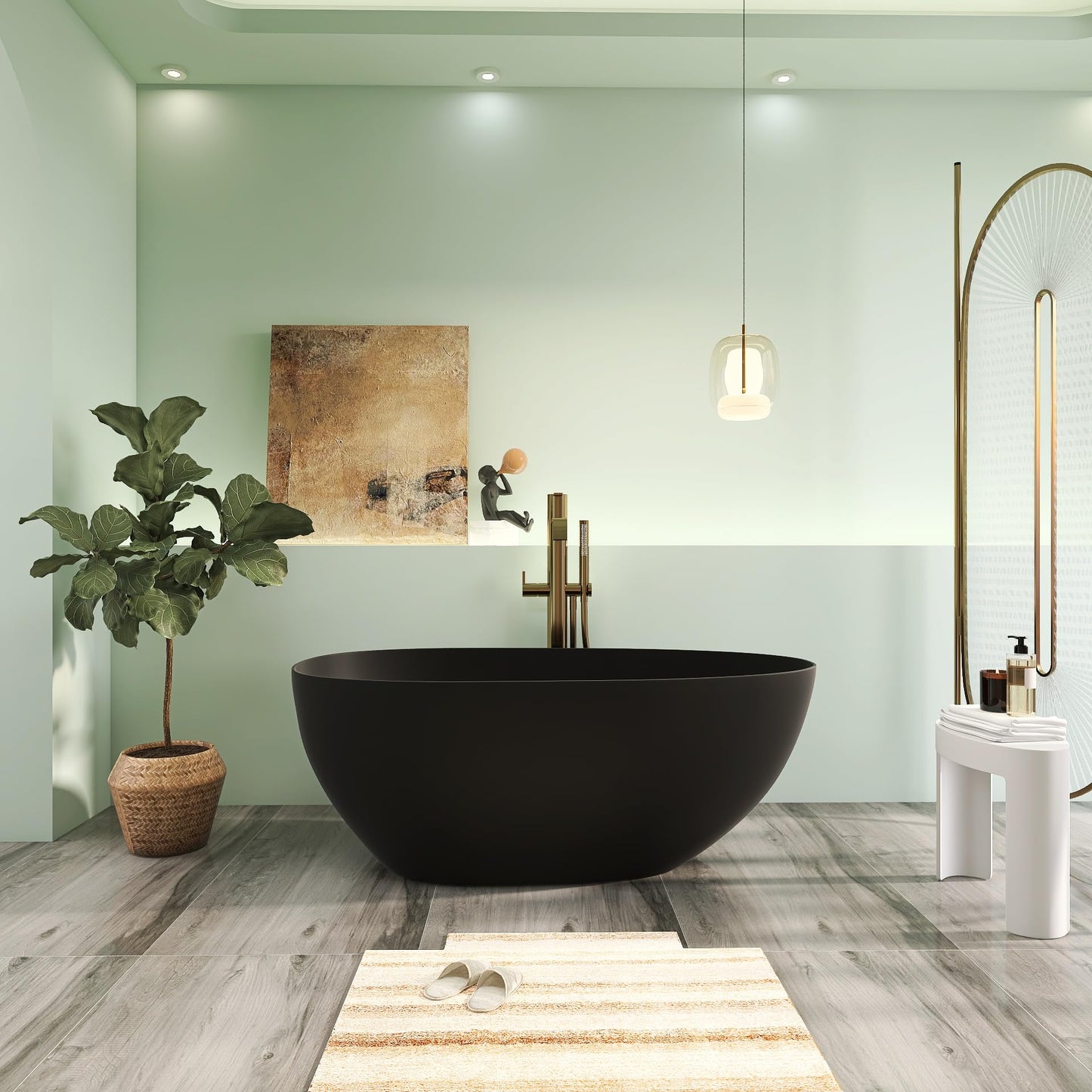 65" Solid Surface Tub - Cream