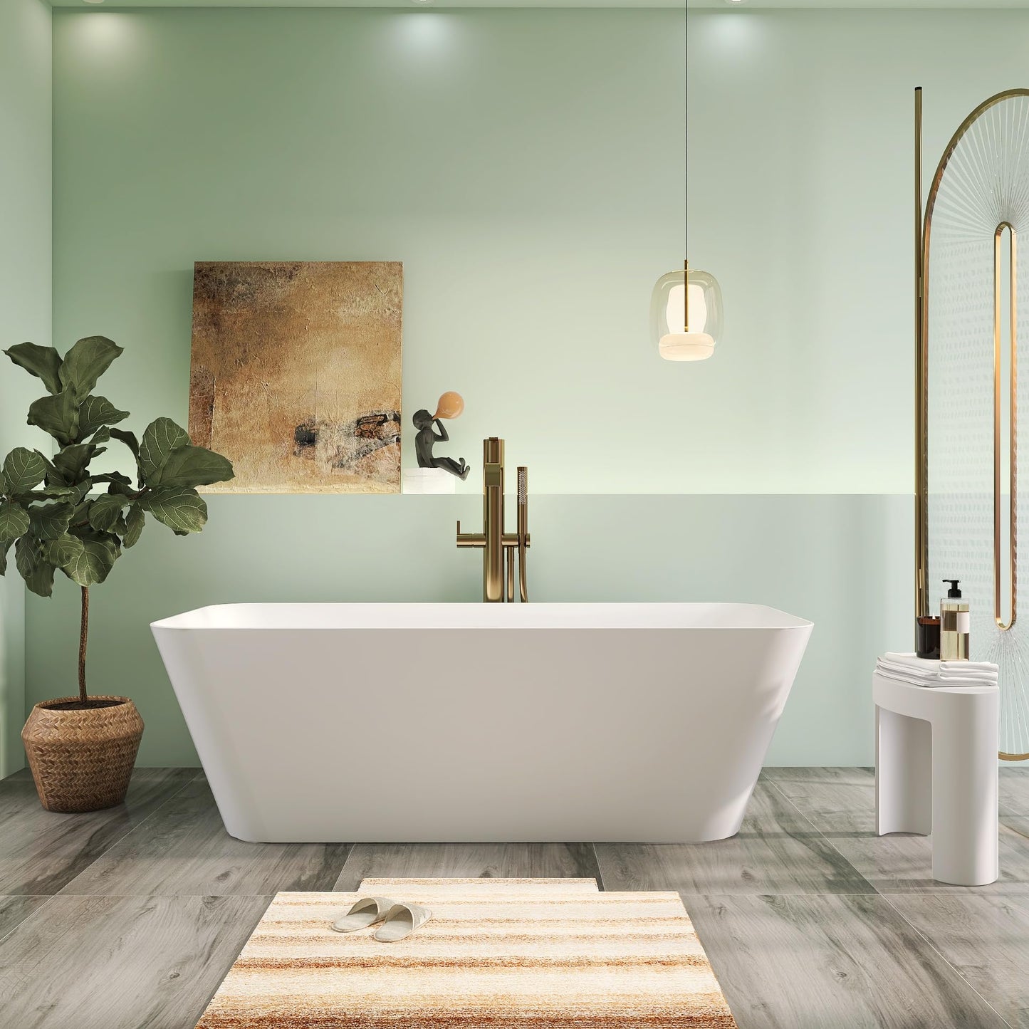 65" Solid Surface Tub - Cream