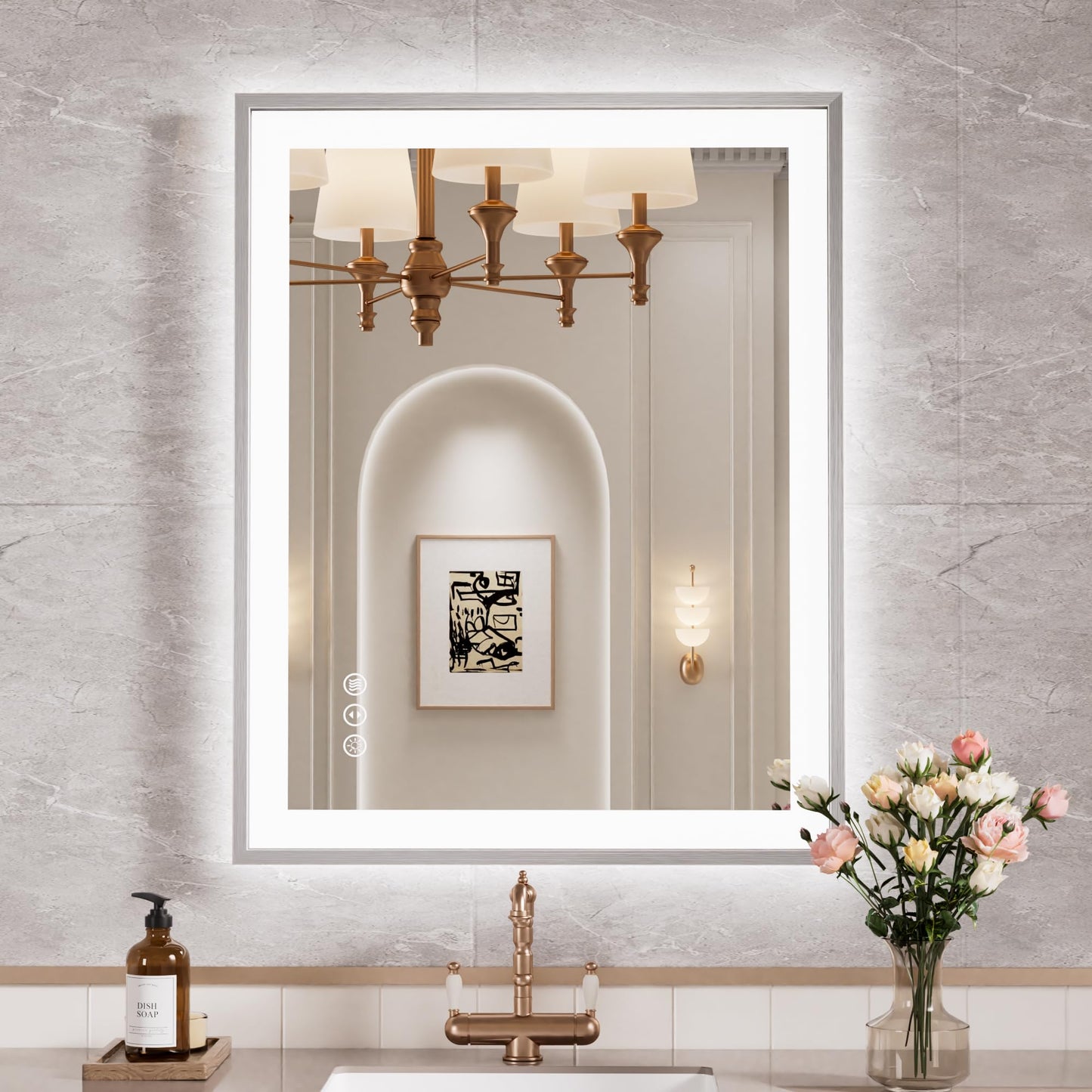72x32 Gold LED Bathroom Mirror