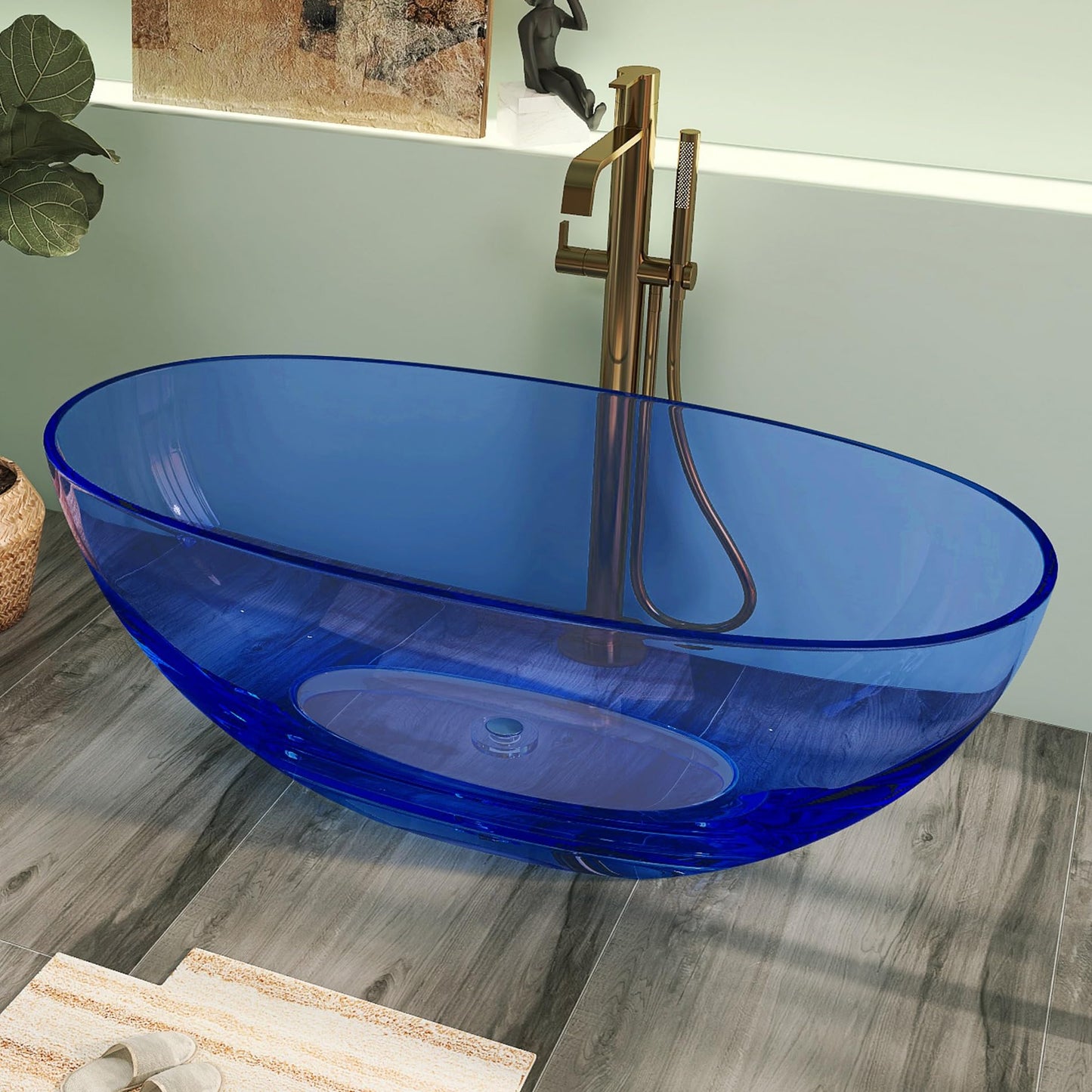 65" Solid Surface Tub - Cream