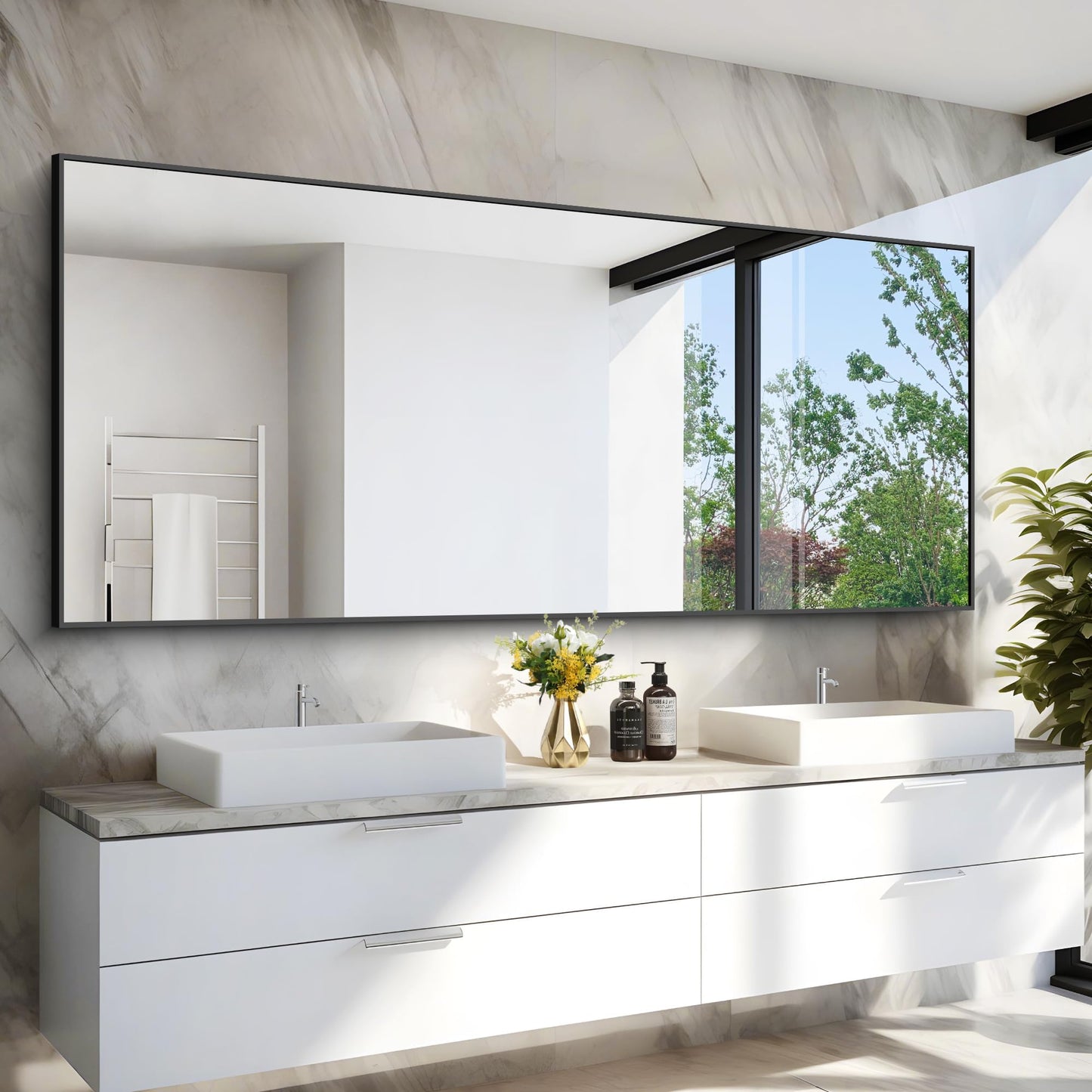 40x48 Black Bathroom Mirror