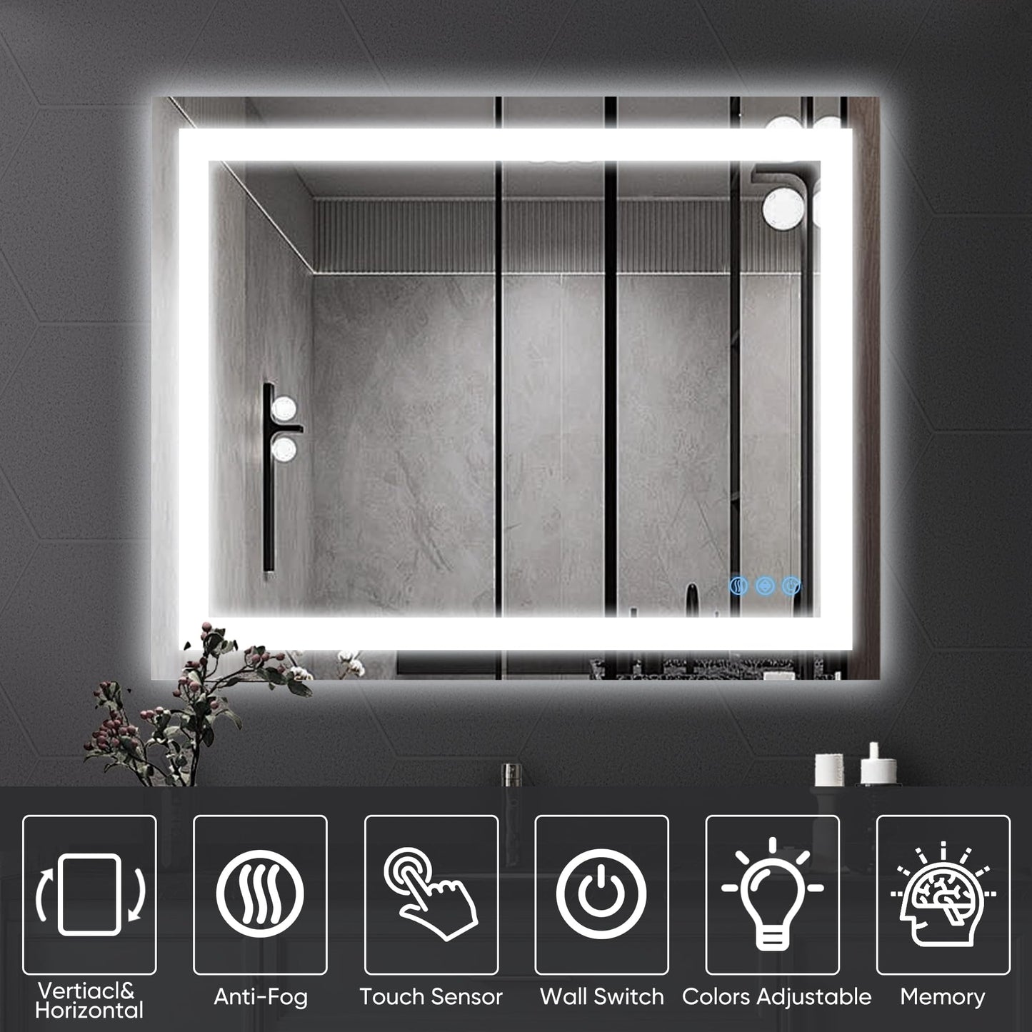 Antok 36x48 LED Bathroom Mirror