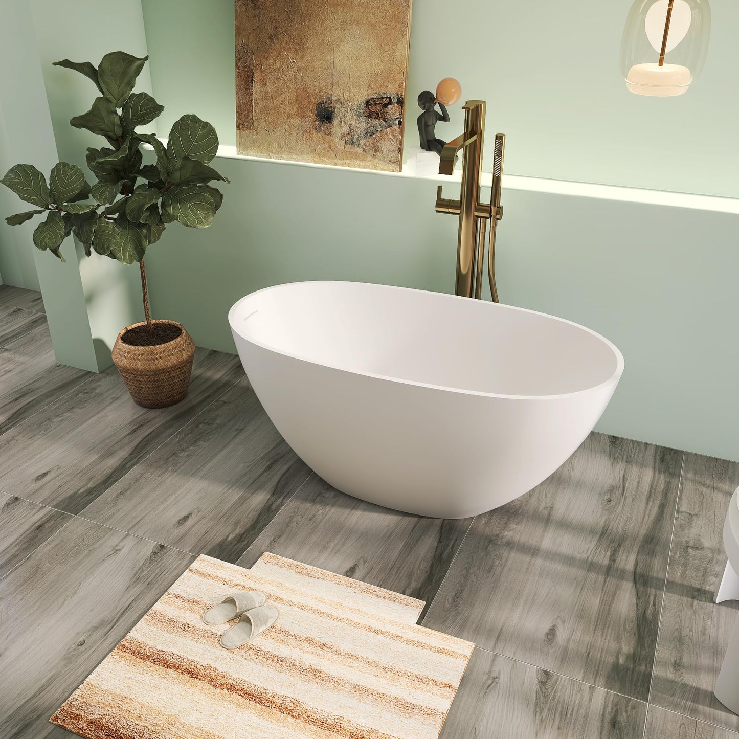 65" Solid Surface Tub - Cream