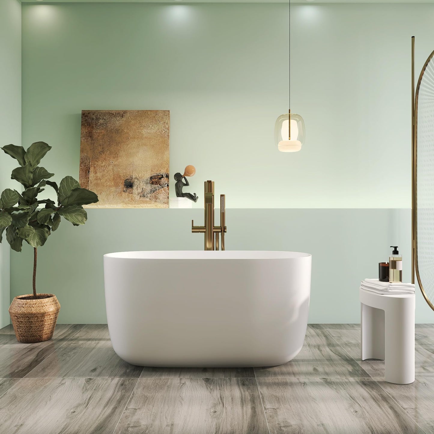 65" Solid Surface Tub - Cream