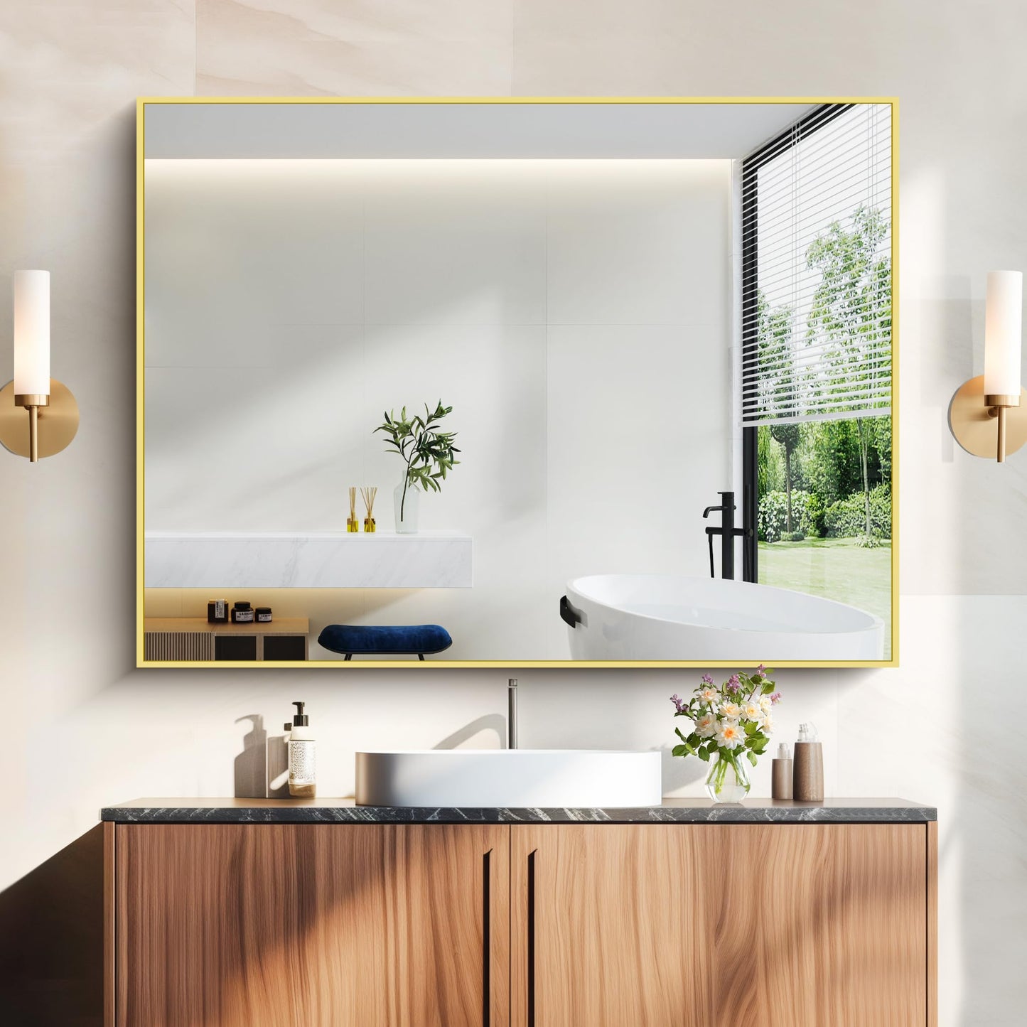 40x48 Black Bathroom Mirror