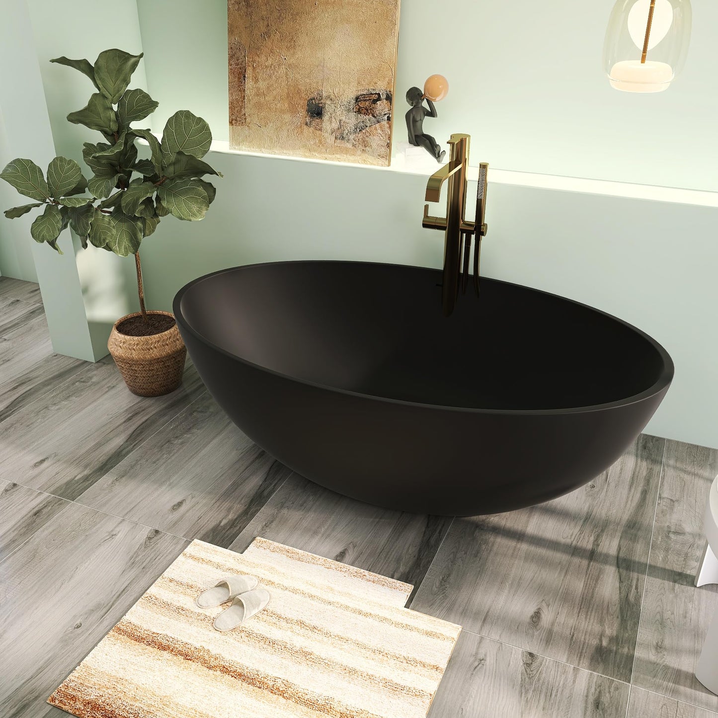 65" Solid Surface Tub - Cream