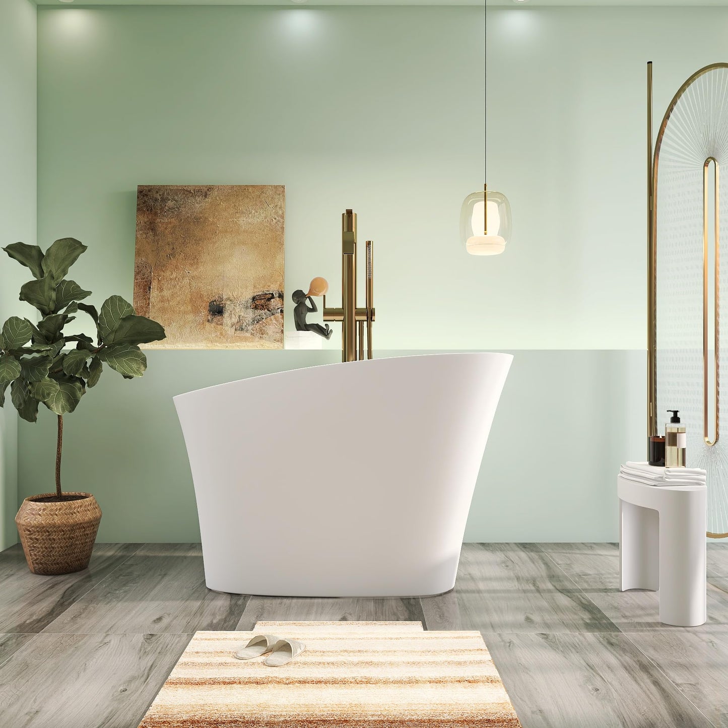 65" Solid Surface Tub - Cream