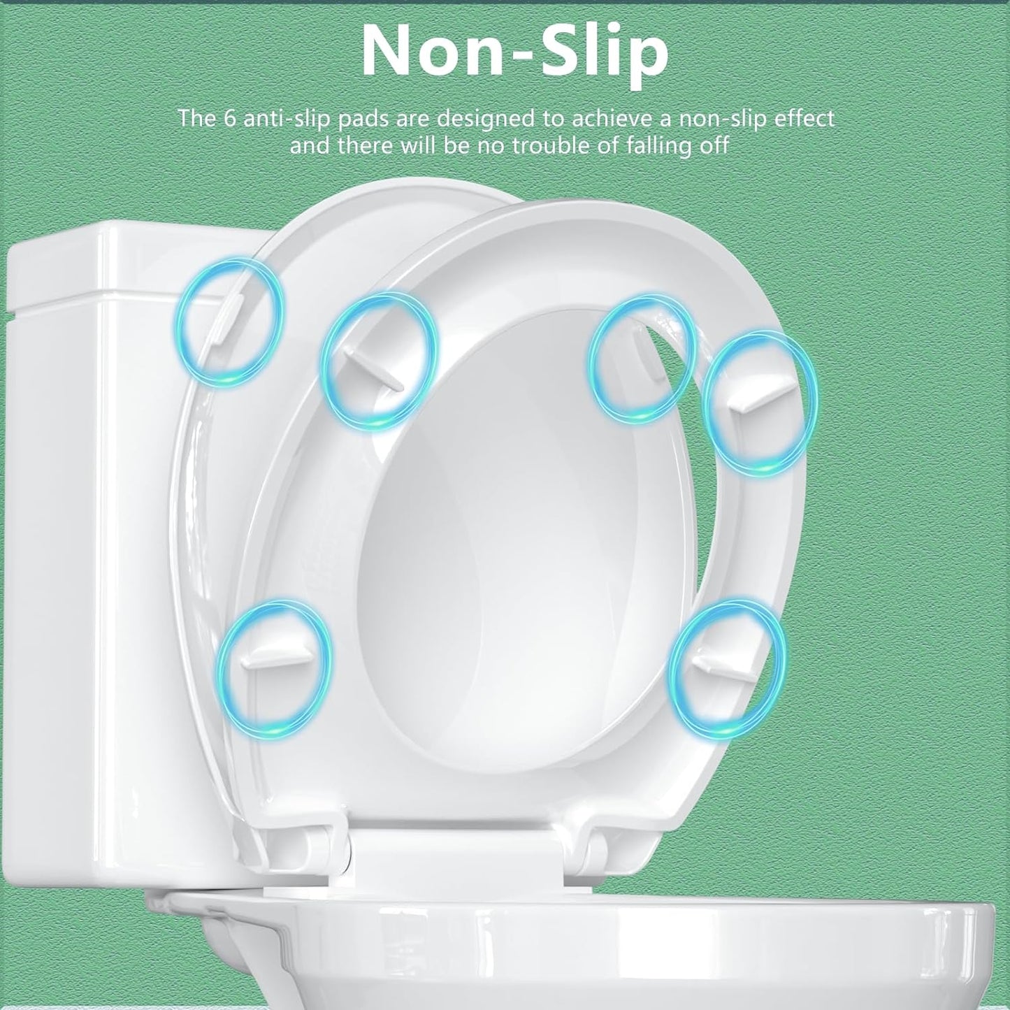 16.5" Round Soft Close Toilet Seat, White
