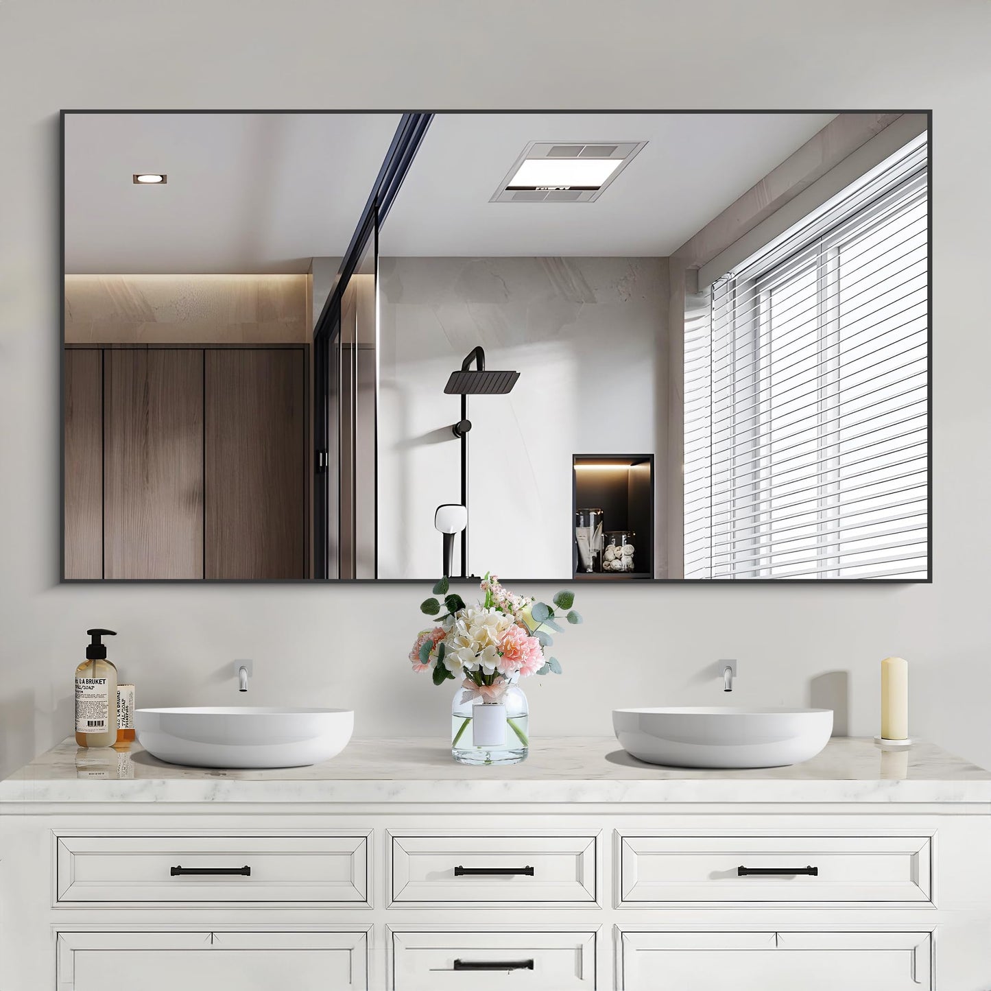 40x48 Black Bathroom Mirror