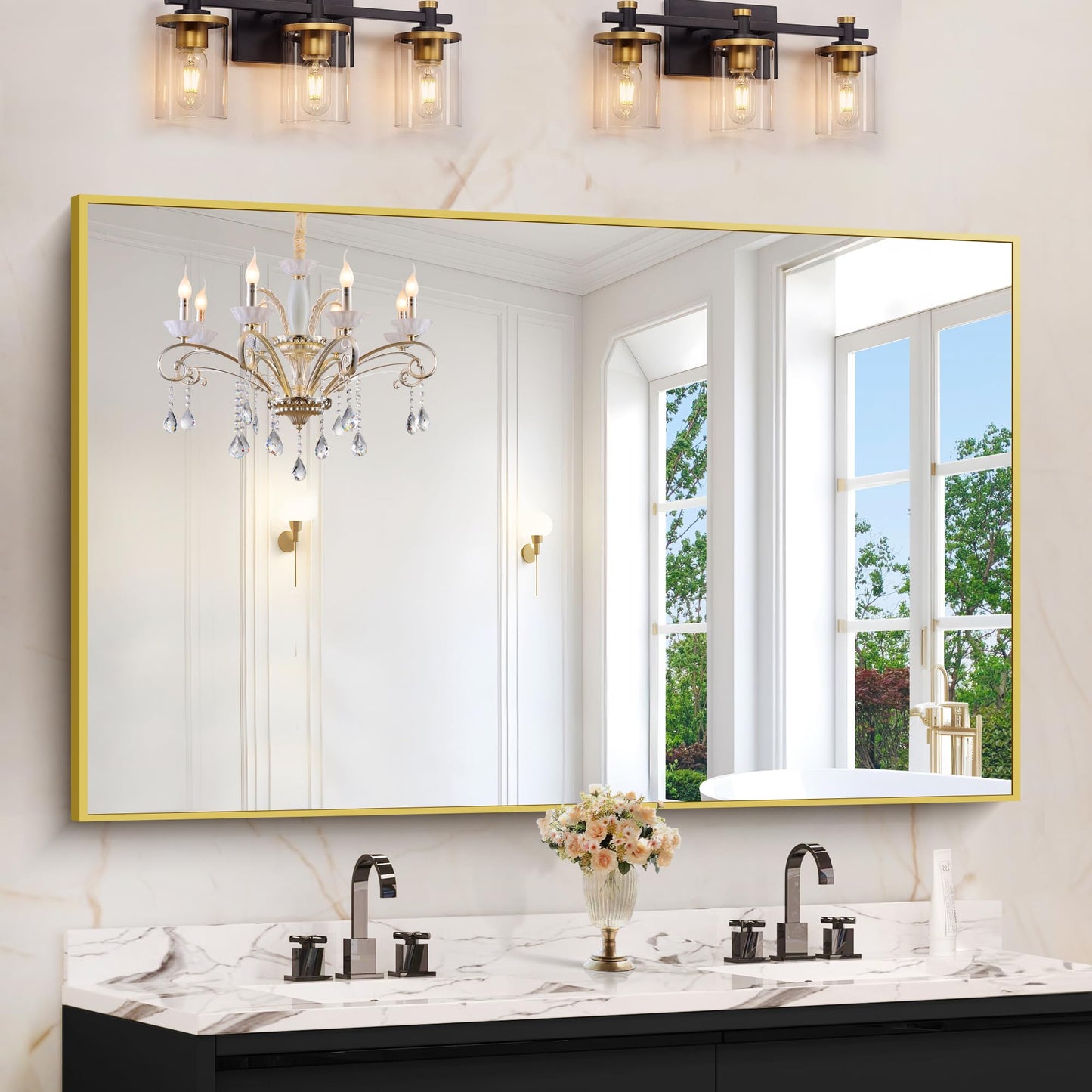 40x48 Black Bathroom Mirror