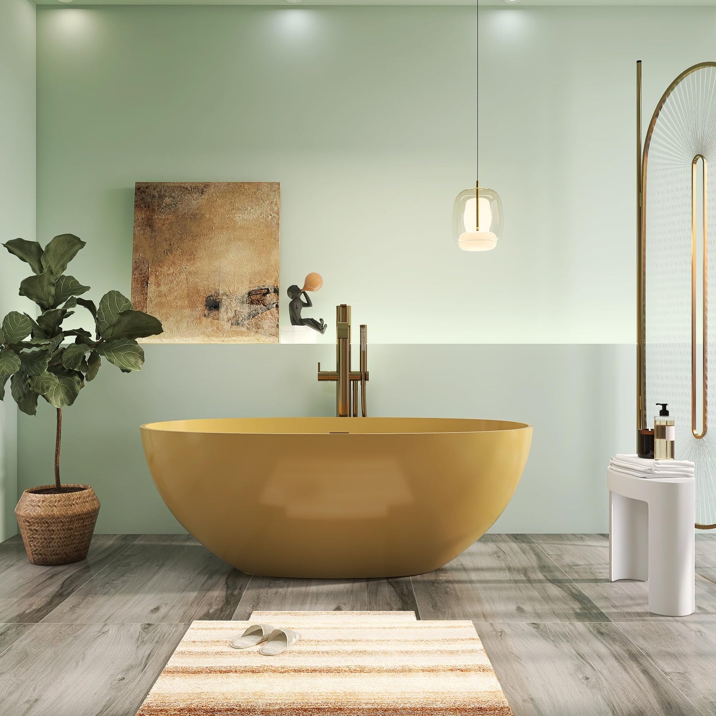 65" Solid Surface Tub - Cream
