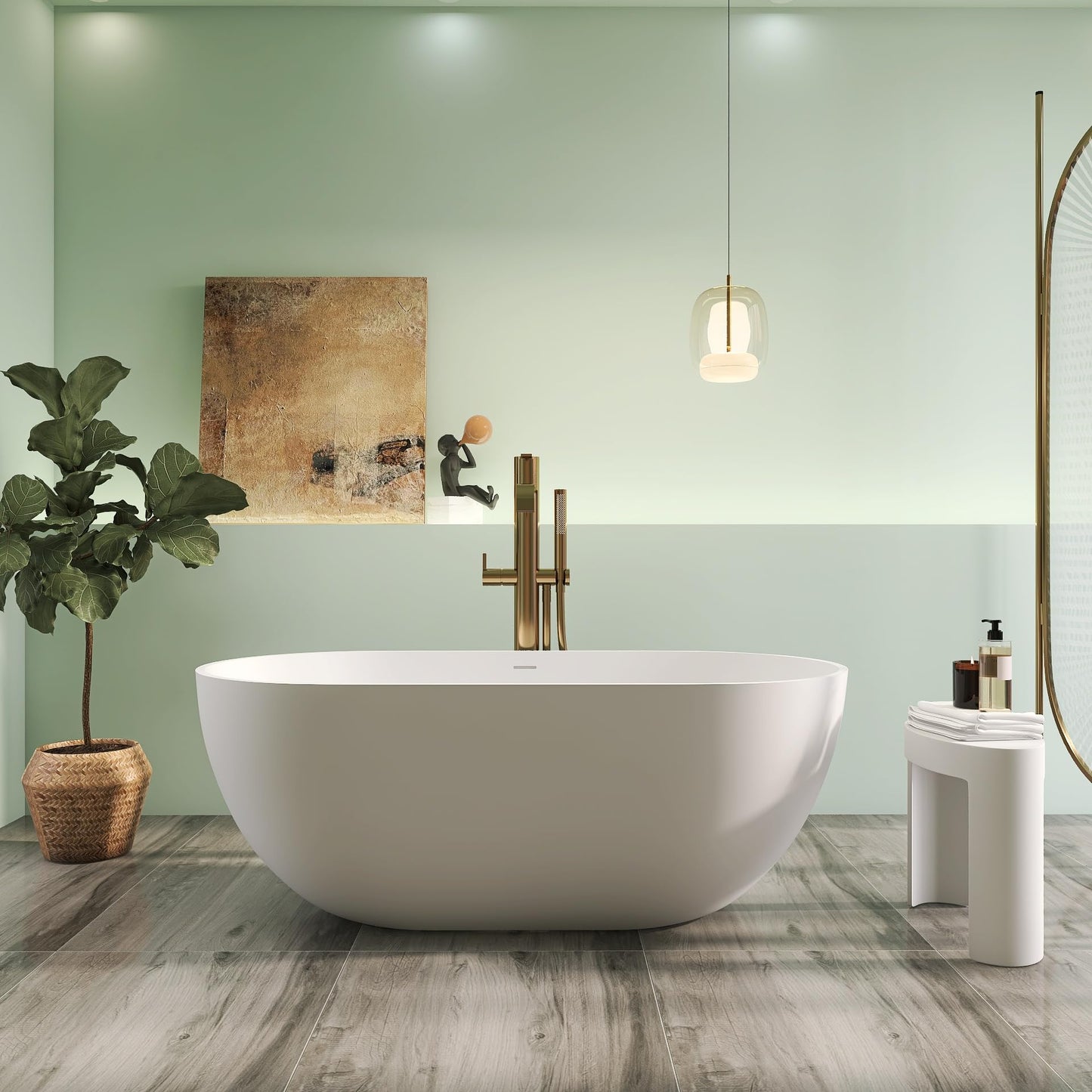 65" Solid Surface Tub - Cream