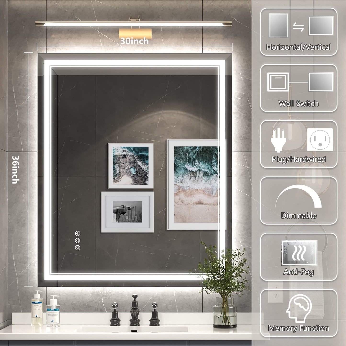 110x40" LED Bathroom Mirror