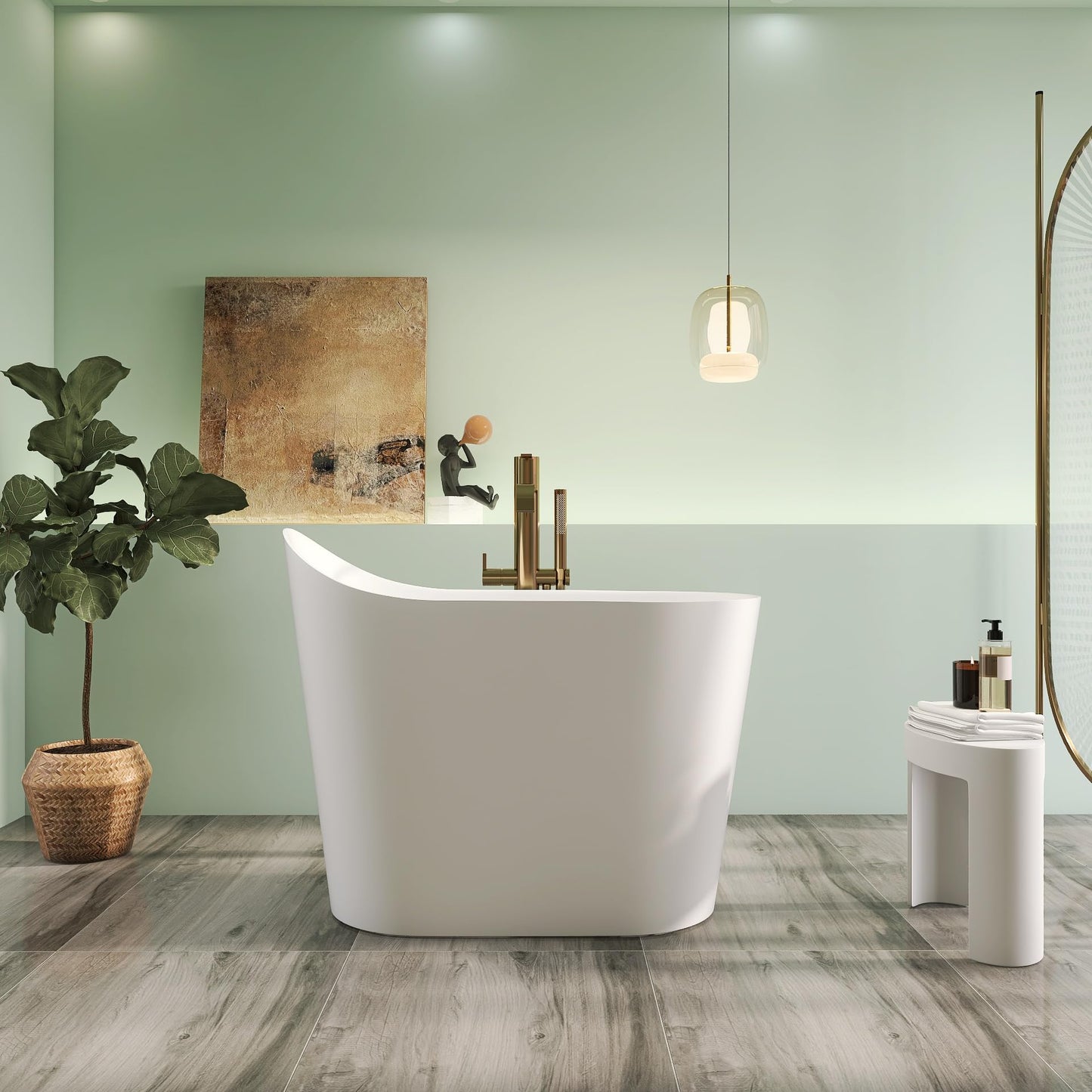 65" Solid Surface Tub - Cream