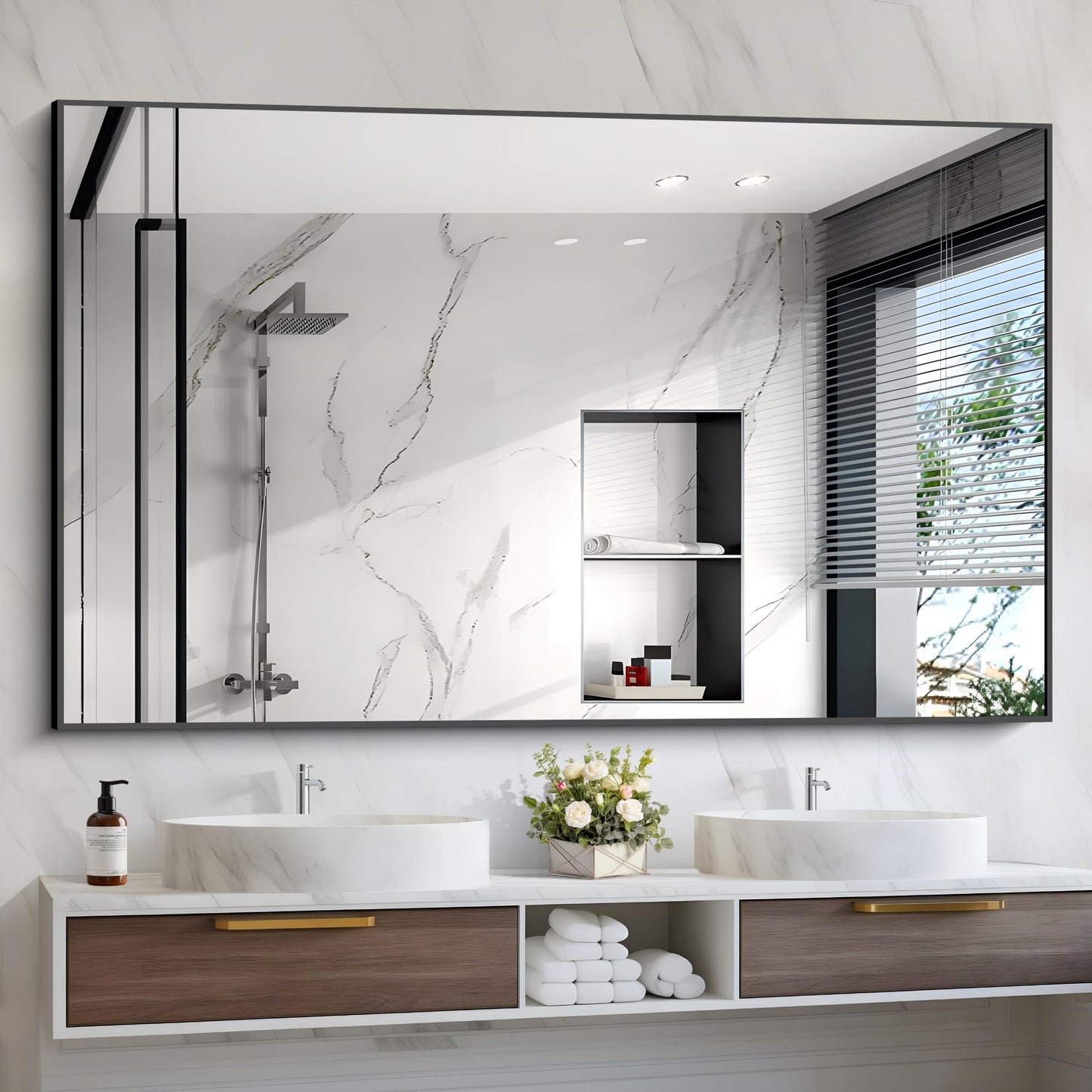 40x48 Black Bathroom Mirror