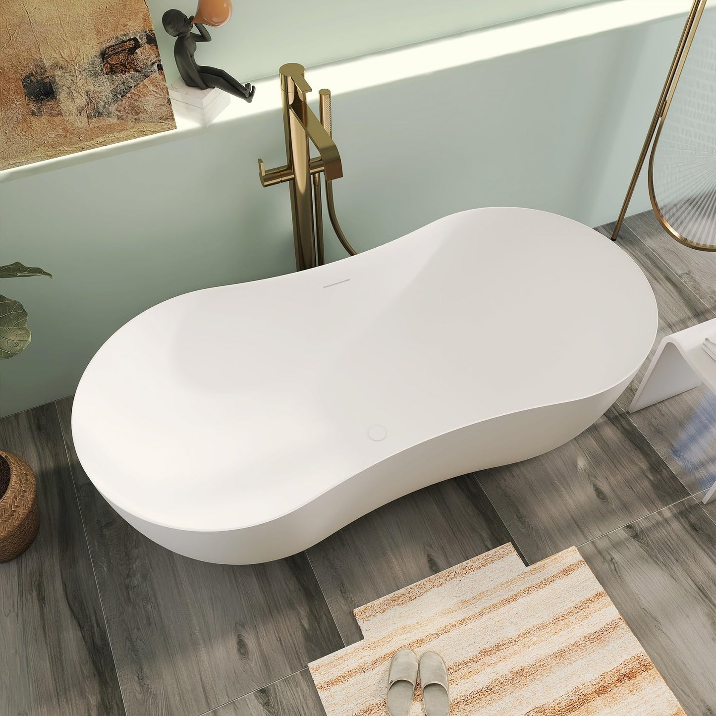 65" Solid Surface Tub - Cream