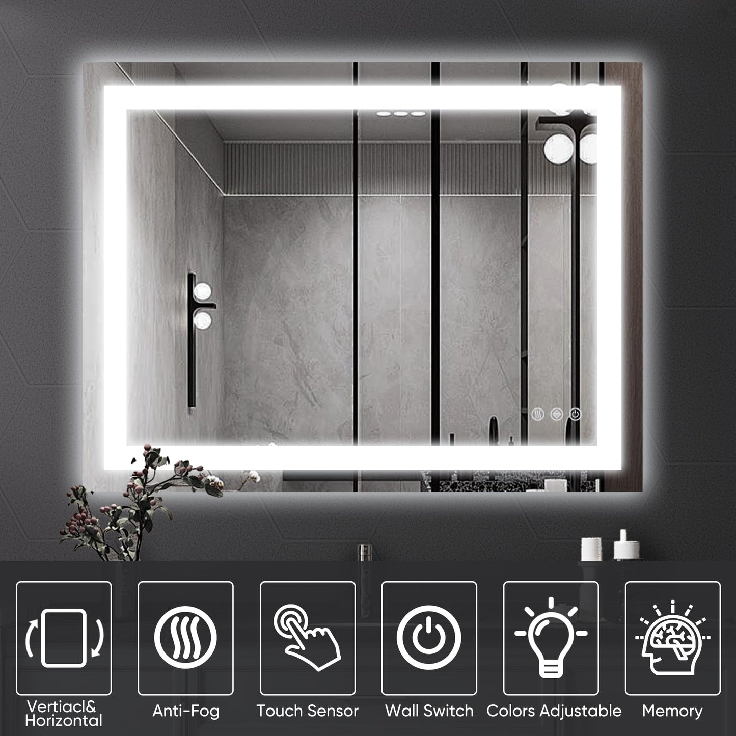Antok 36x48 LED Bathroom Mirror