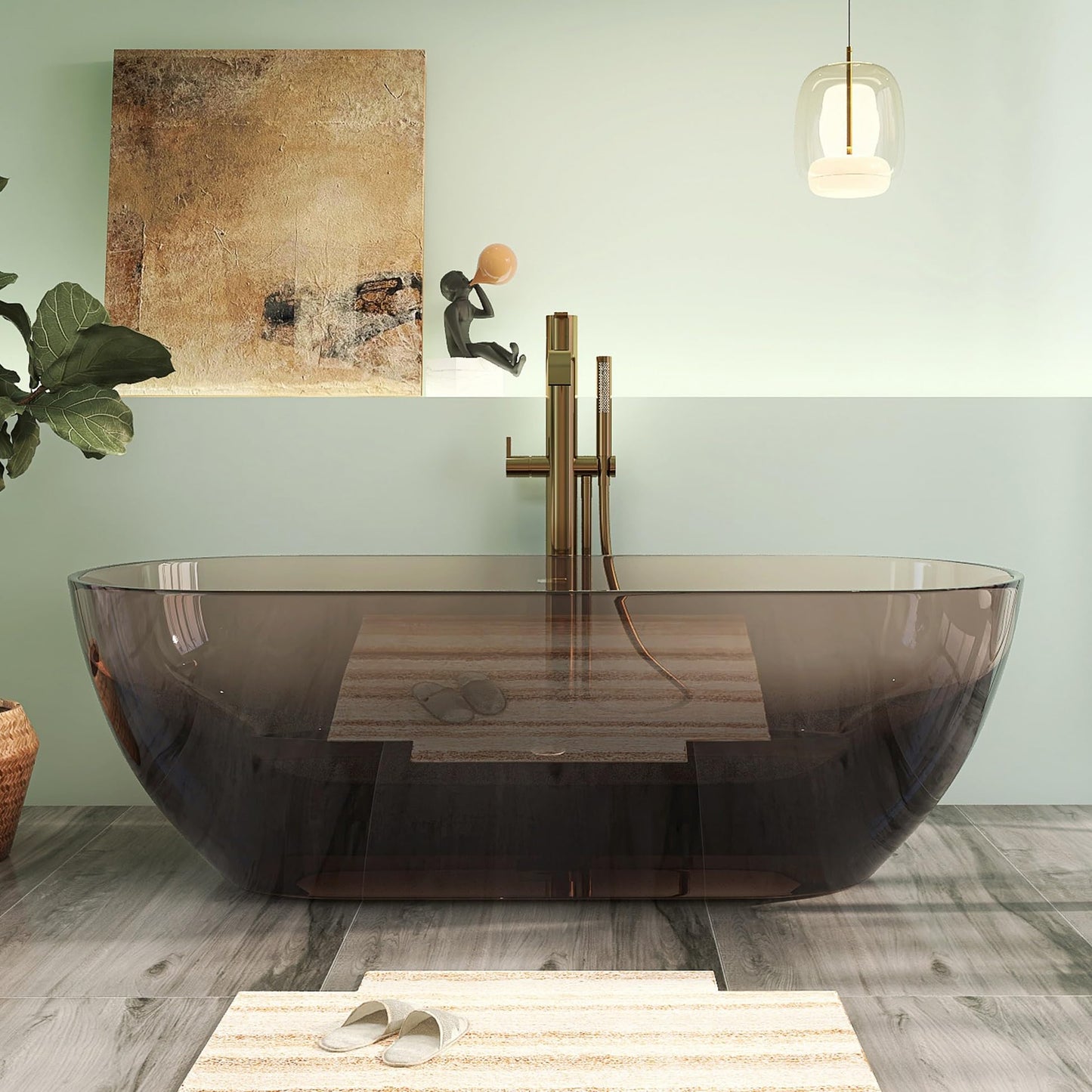 65" Solid Surface Tub - Cream