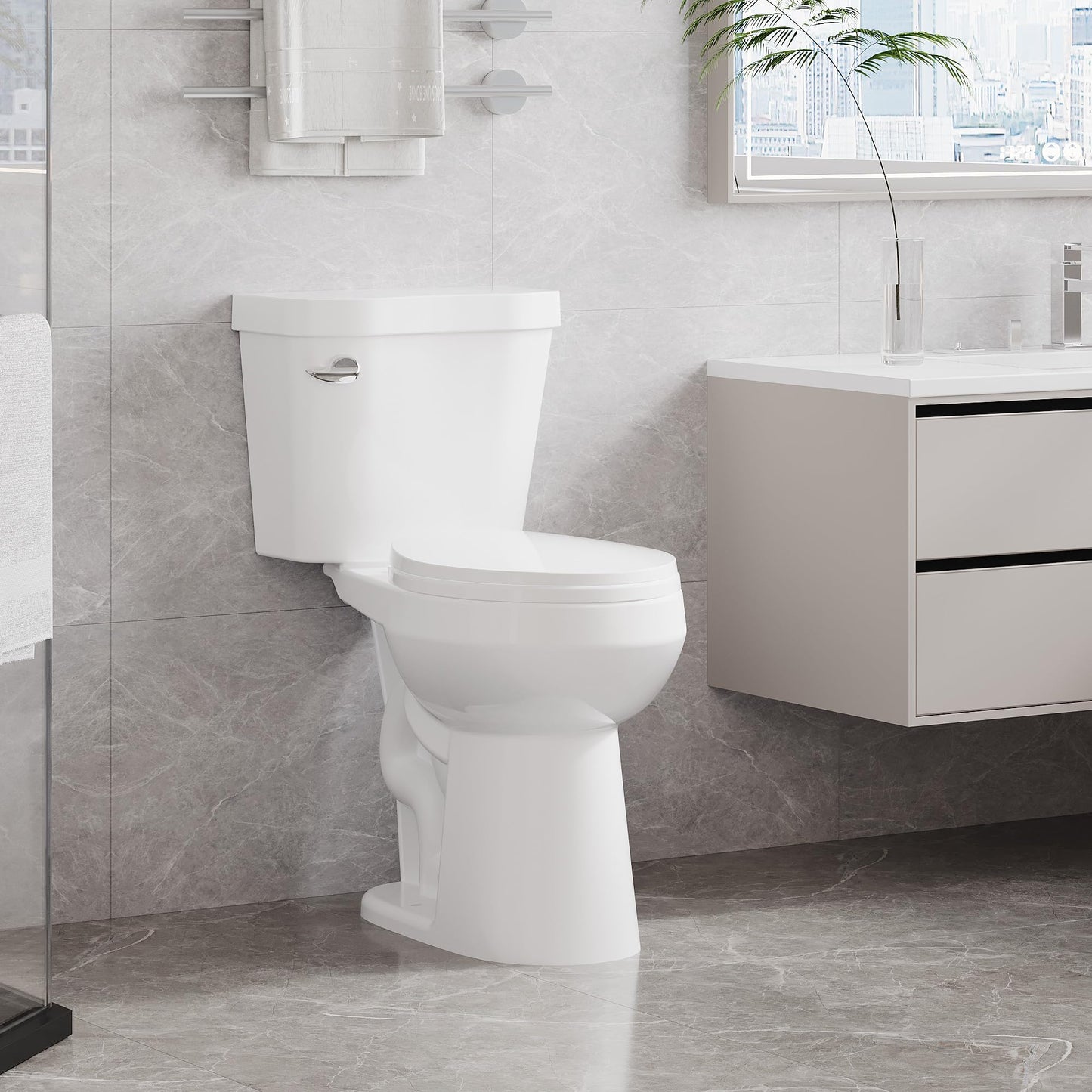 21" ADA Toilet – Dual Flush, White
